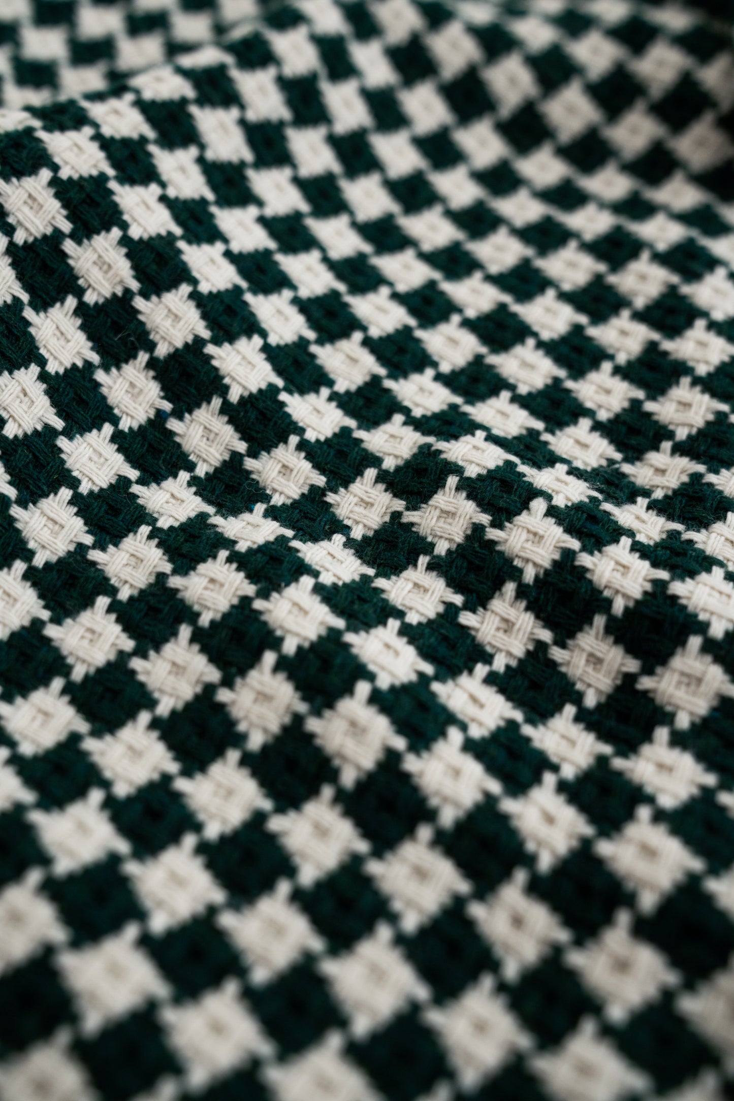 CHECKERED WOVEN OVERSHIRT - BOTTLE GREEN