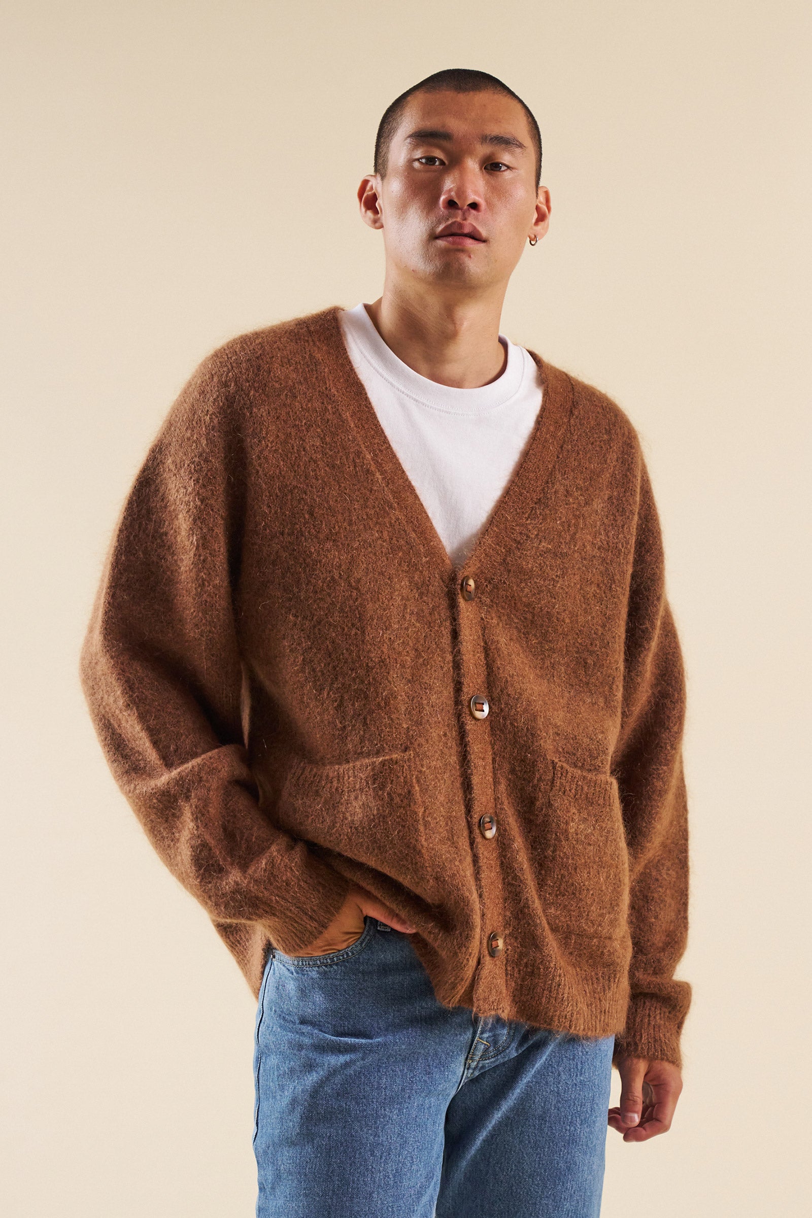 SAWYER MOHAIR CARDIGAN BROWN – bound - Main Image