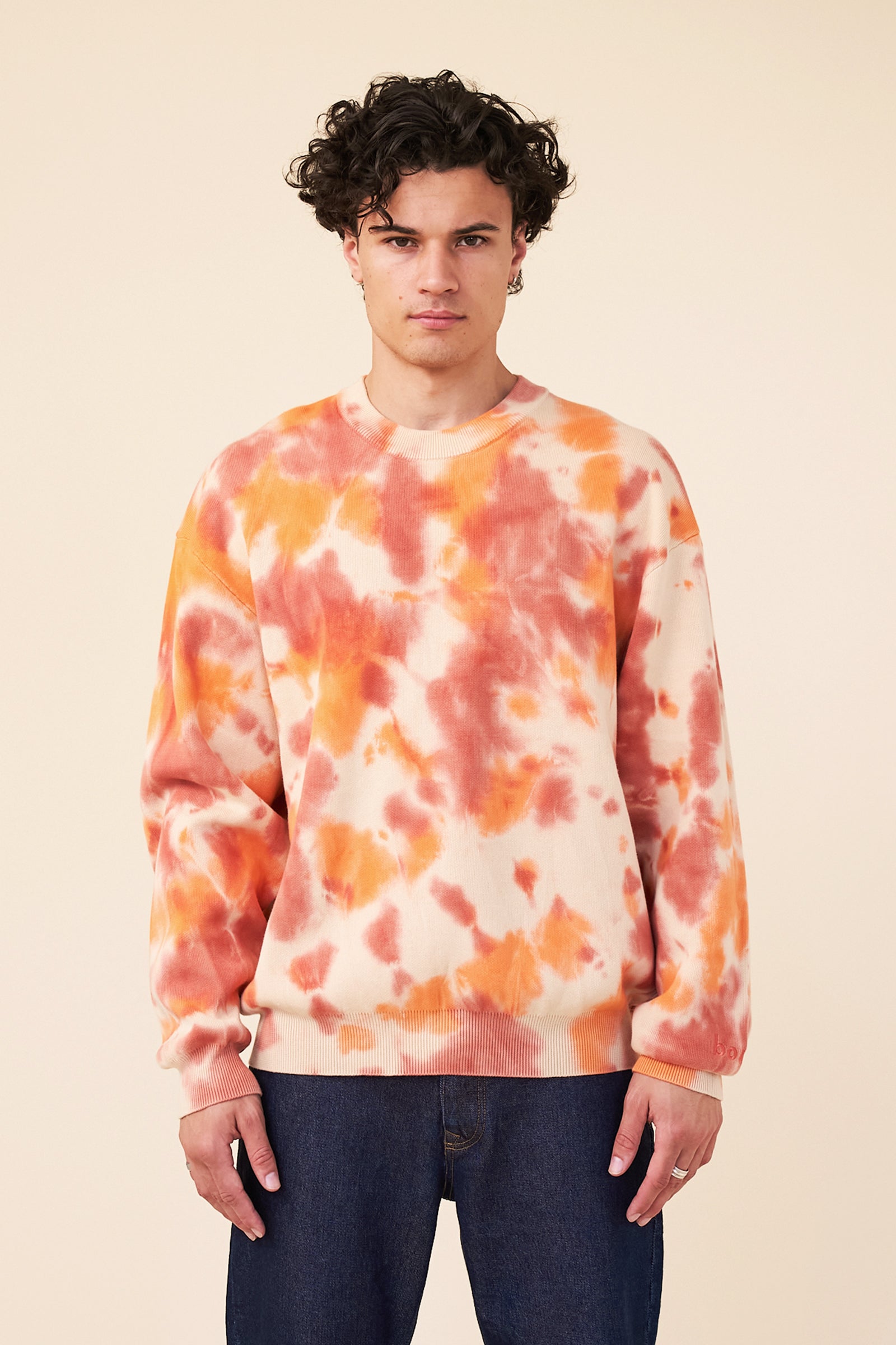SUNSET TIE DYE KNIT SWEATER ORANGE – bound - Main Image