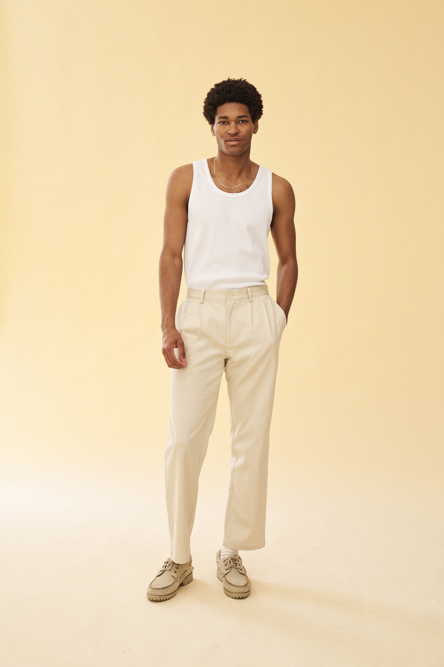 PLEATED SMART TROUSERS - CREAM