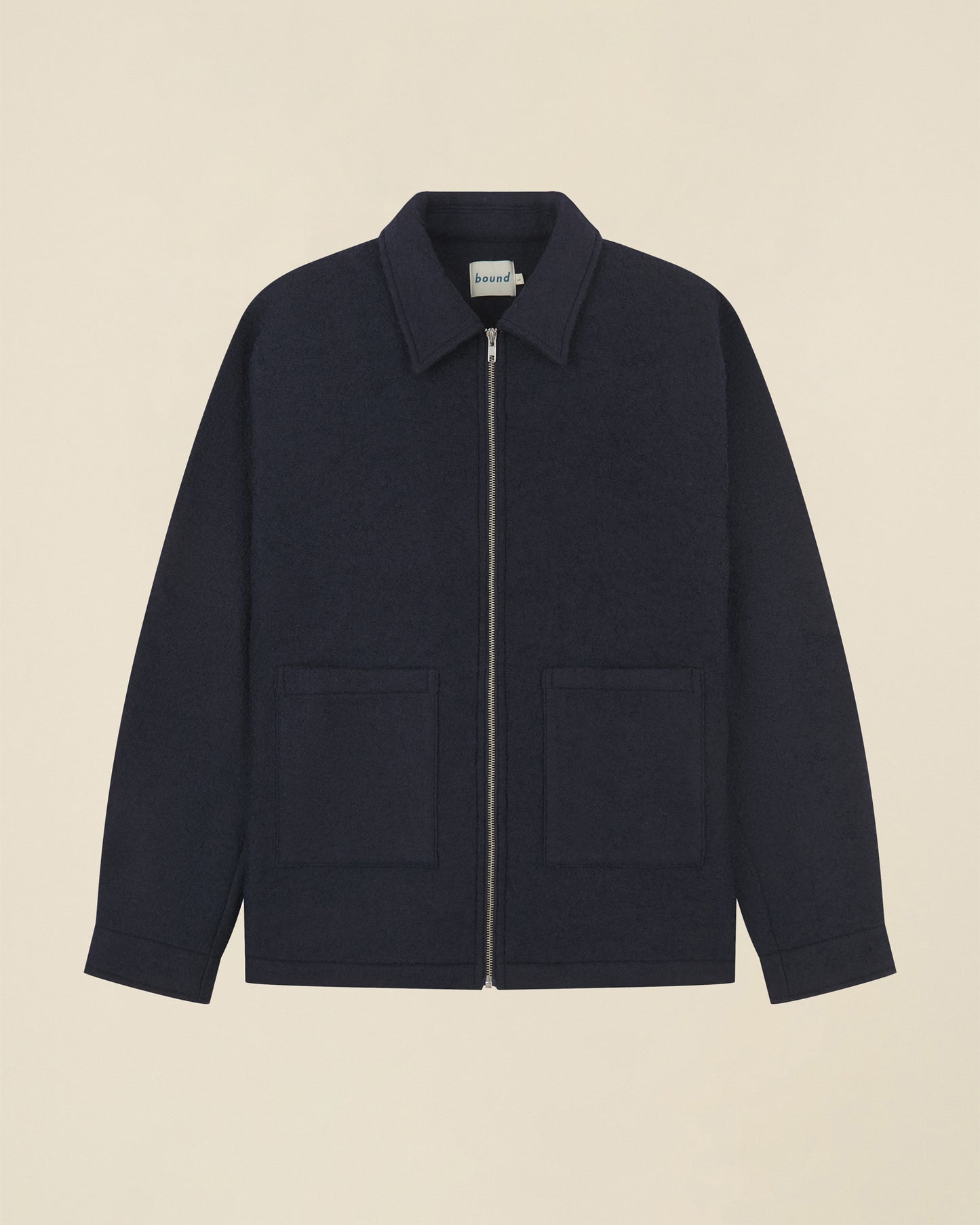 WOOL ZIP OVERSHIRT - NAVY