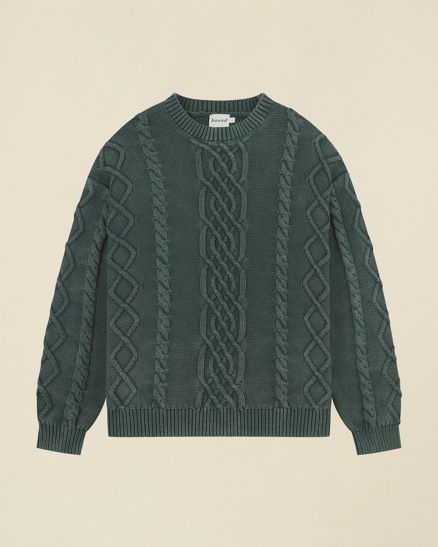 CABLE KNIT ACID WASH KNIT - GREEN