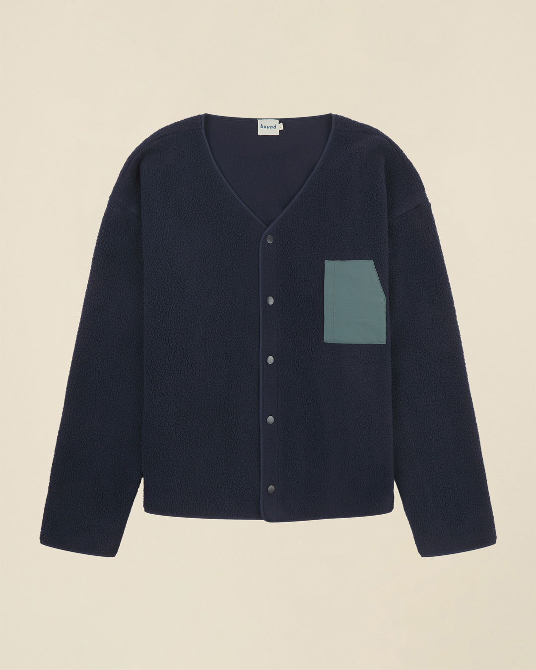 POCKET FLEECE CARDIGAN - NAVY
