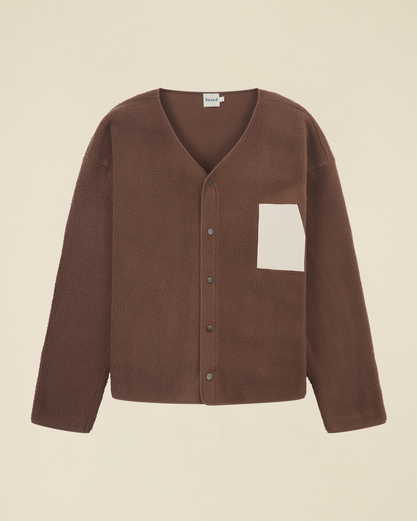 POCKET FLEECE CARDIGAN - BROWN