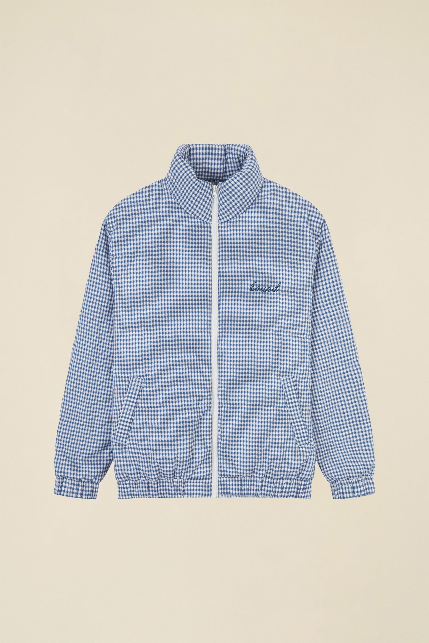 DOGTOOTH GINGHAM BLUE PUFFER COAT