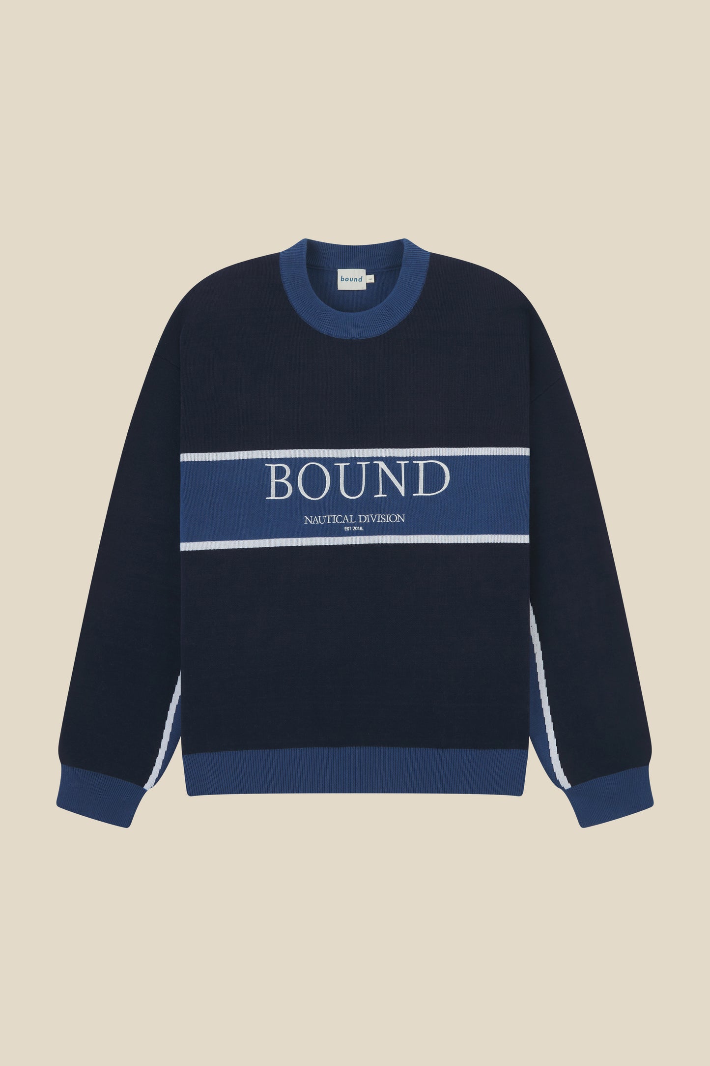 NAUTICAL STRIPE KNIT SWEATER - NAVY