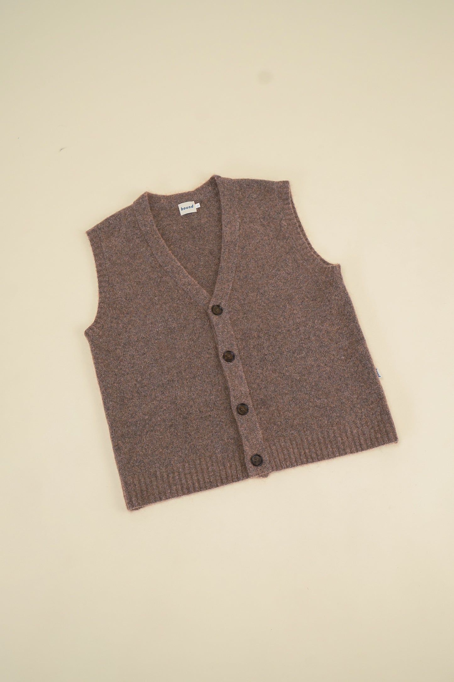 HUDSON MOHAIR CARDIGAN VEST - TAUPE BROWN