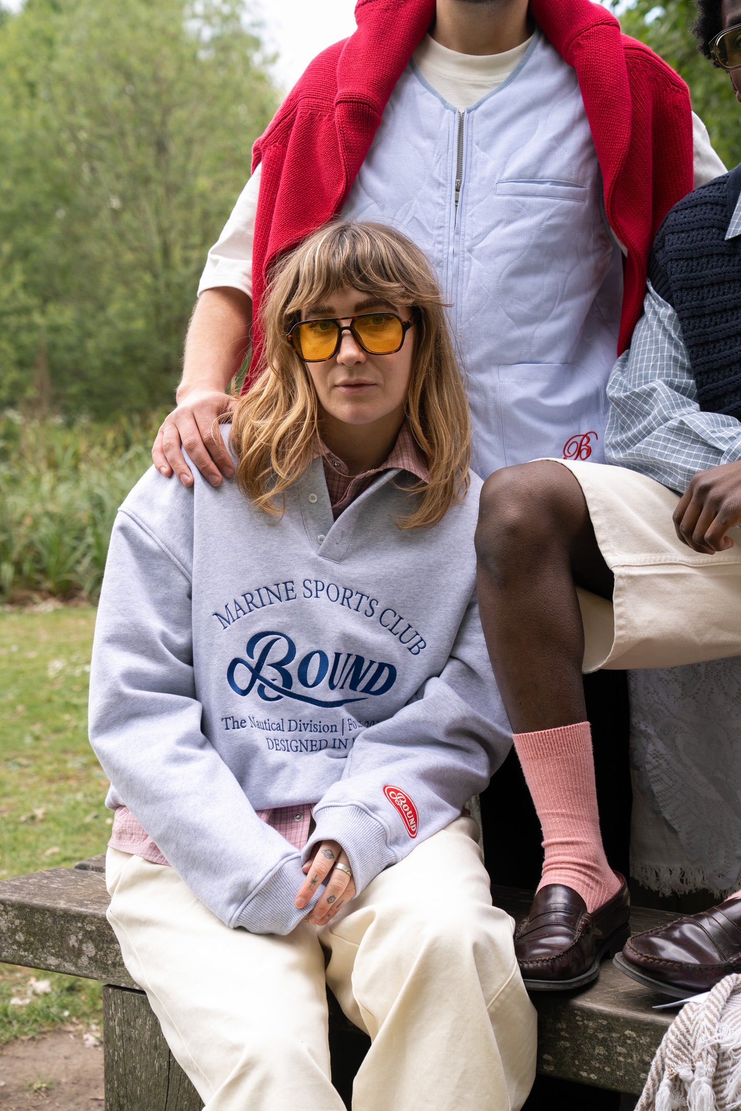 FREDDIE GRANDAD COLLAR MARINE SWEATSHIRT - GREY