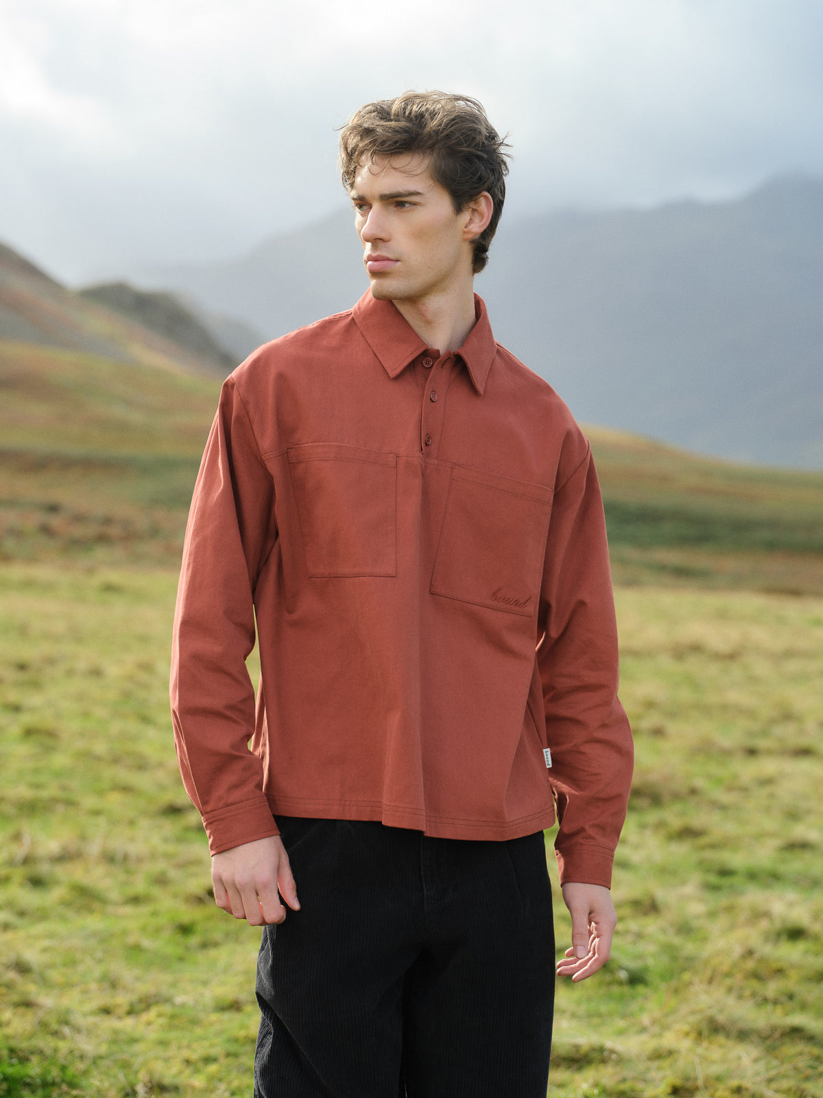 HALF PLACKET SHIRT - ORANGE