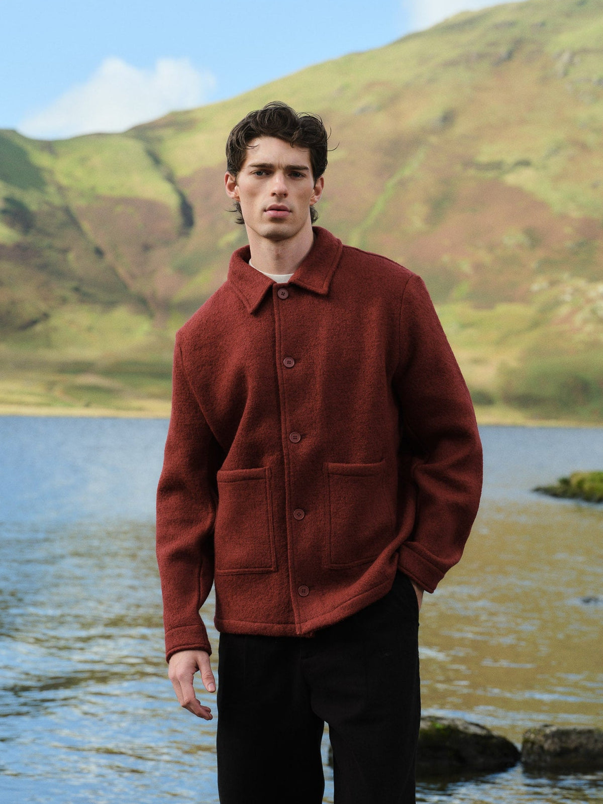 WOOL CHORE JACKET - CARDINAL