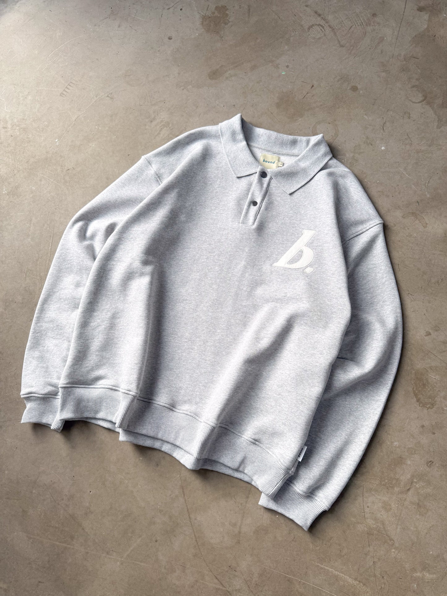 STAMP POLO SWEAT - GREY MARL