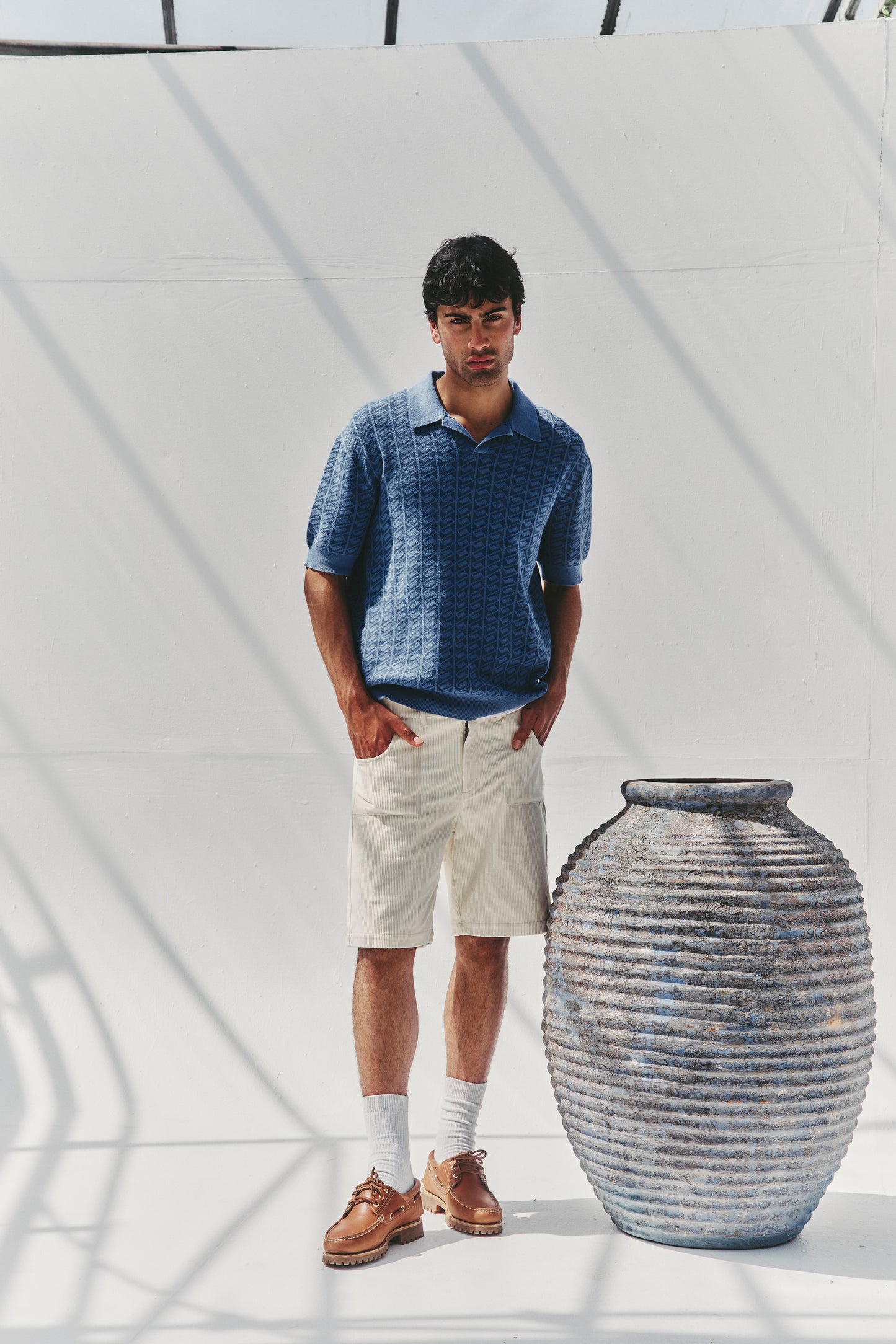 HARRIS KNIT POLO - BLUE OCEAN