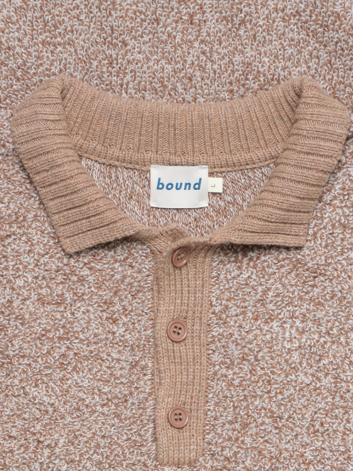 BOUCLE KNIT POLO - COFFEE