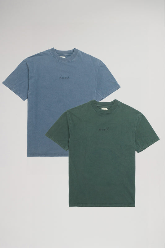 SUSTAIN WASHED TEE TWIN PACK - BLUE/GREEN