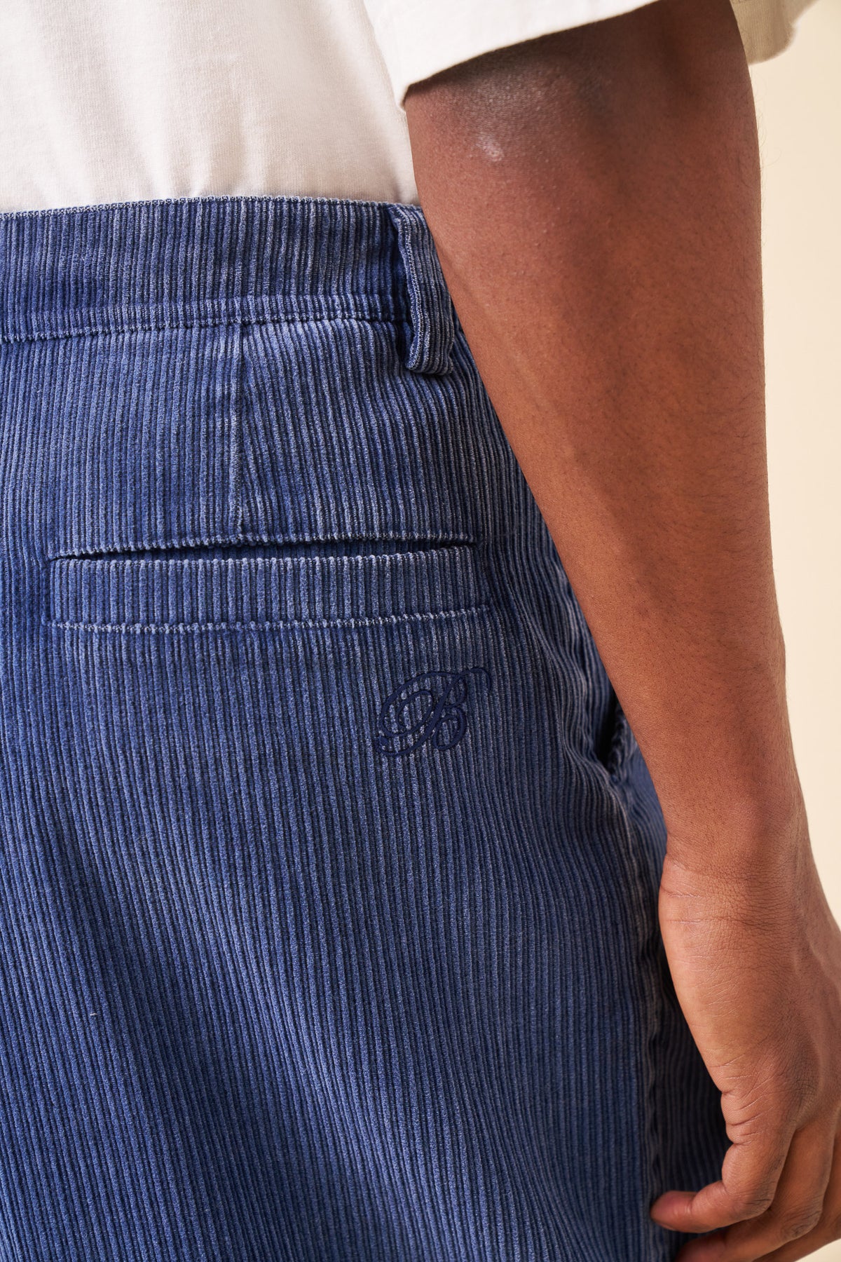 WORKWEAR WIDE LEG CORDUROY TROUSERS - BLUE
