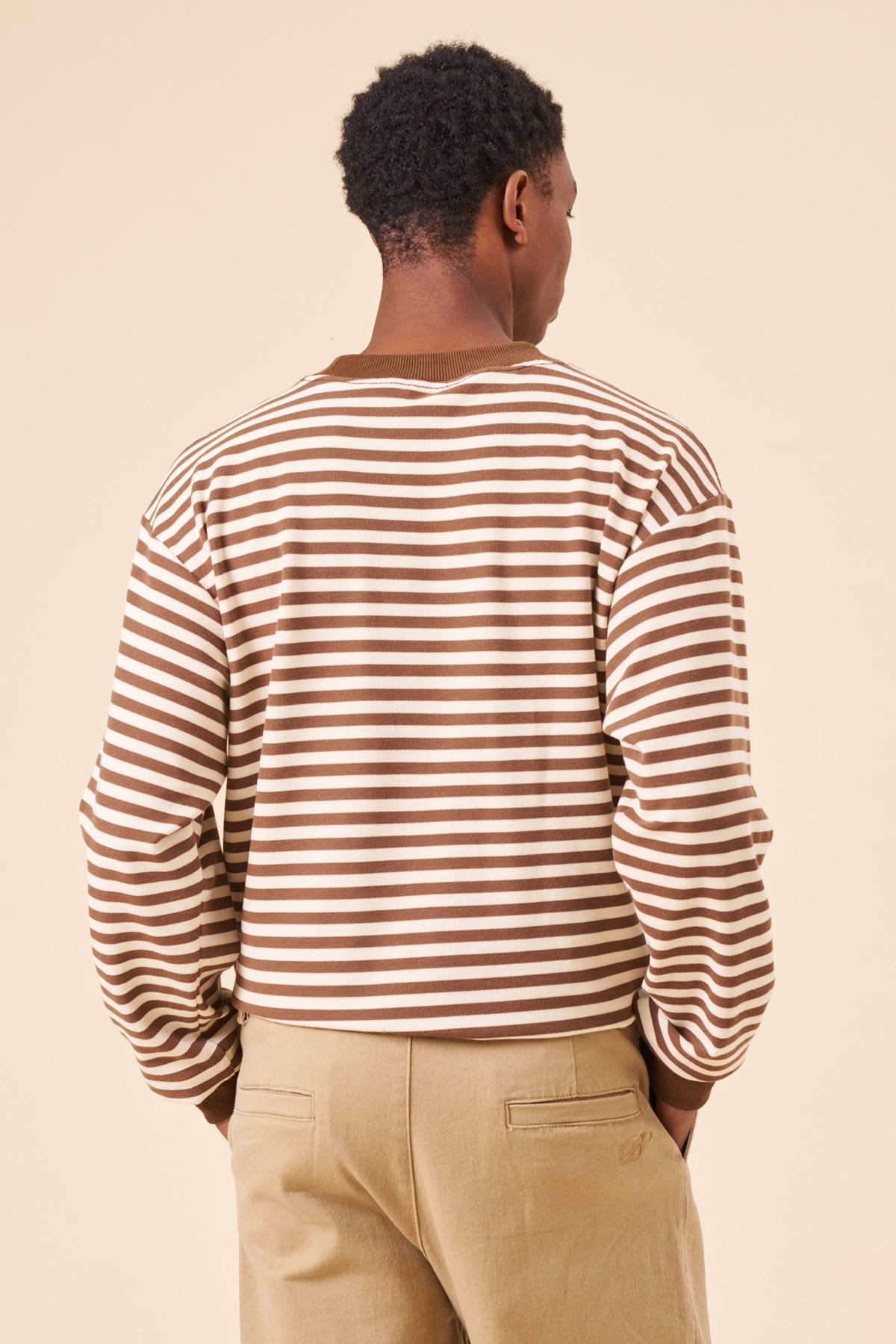 PIQUE STRIPE LONGSLEEVE TEE - BROWN