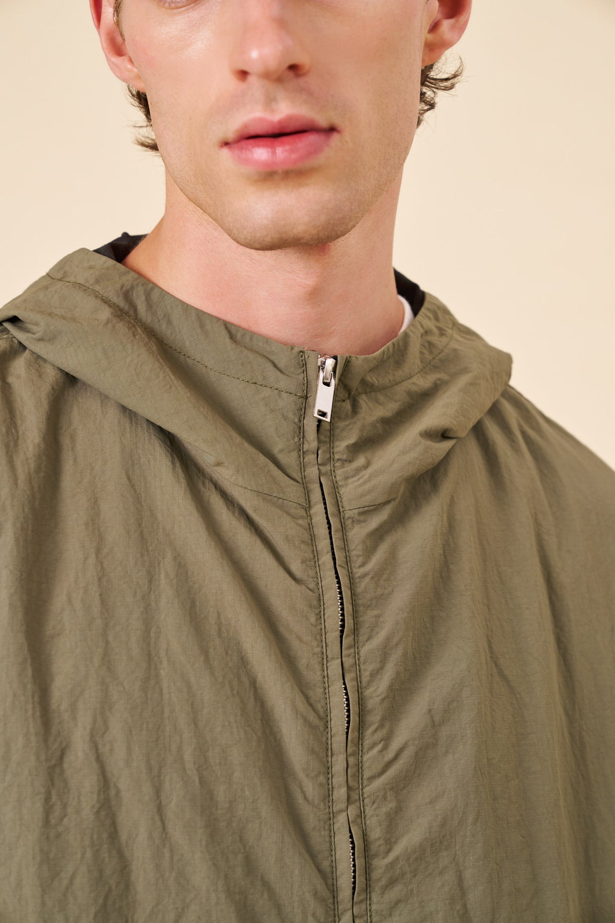 ACID WASH RIPSTOP WINDBREAKER - ARMY GREEN