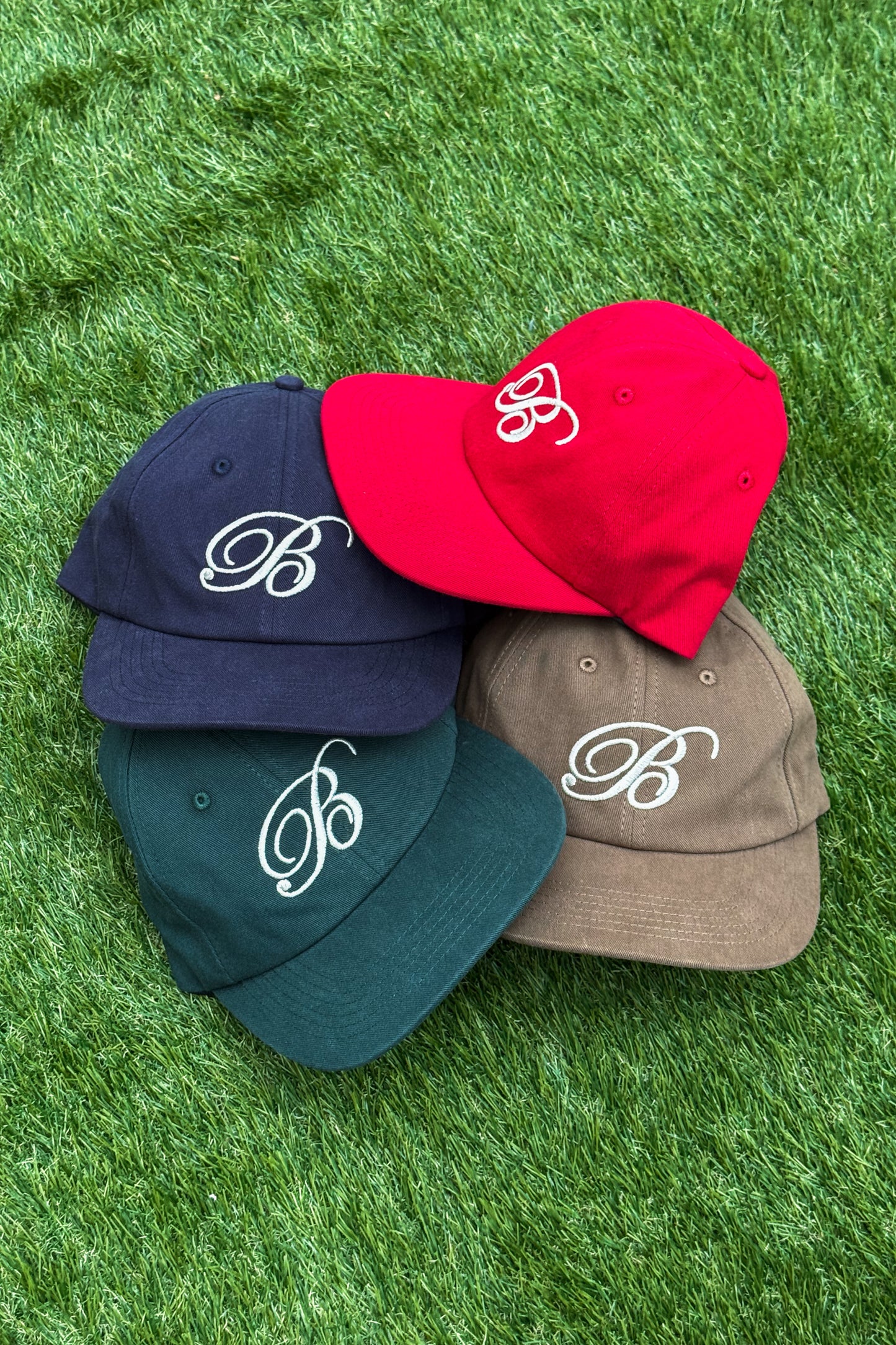 SCRIPT EMBROIDERED 6 PANEL CAP - FOREST GREEN