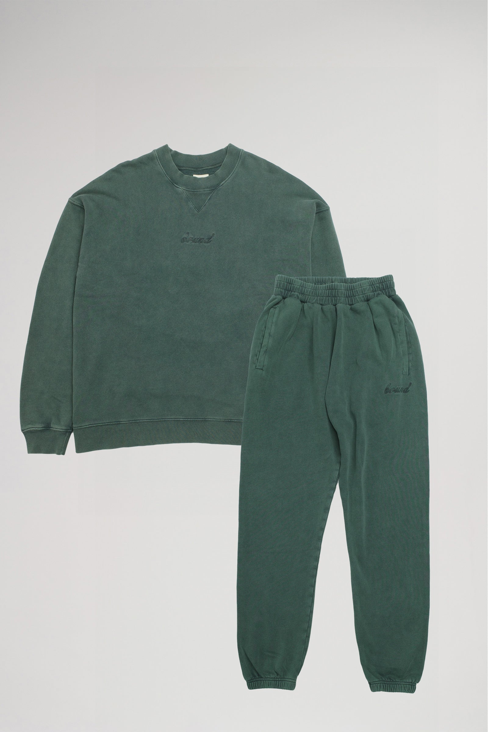SUSTAIN WASHED GREEN SWEATER JOGGERS SET – bound