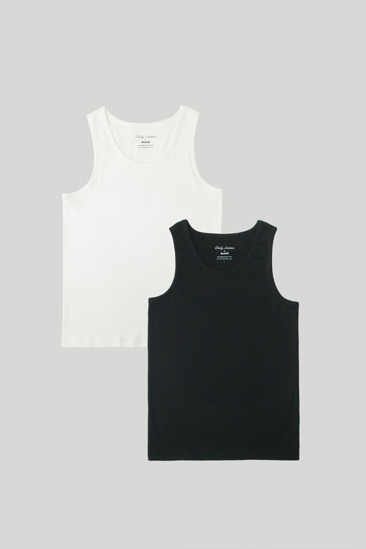 SUSTAIN RIBBED VEST TWIN PACK - WHITE/BLACK