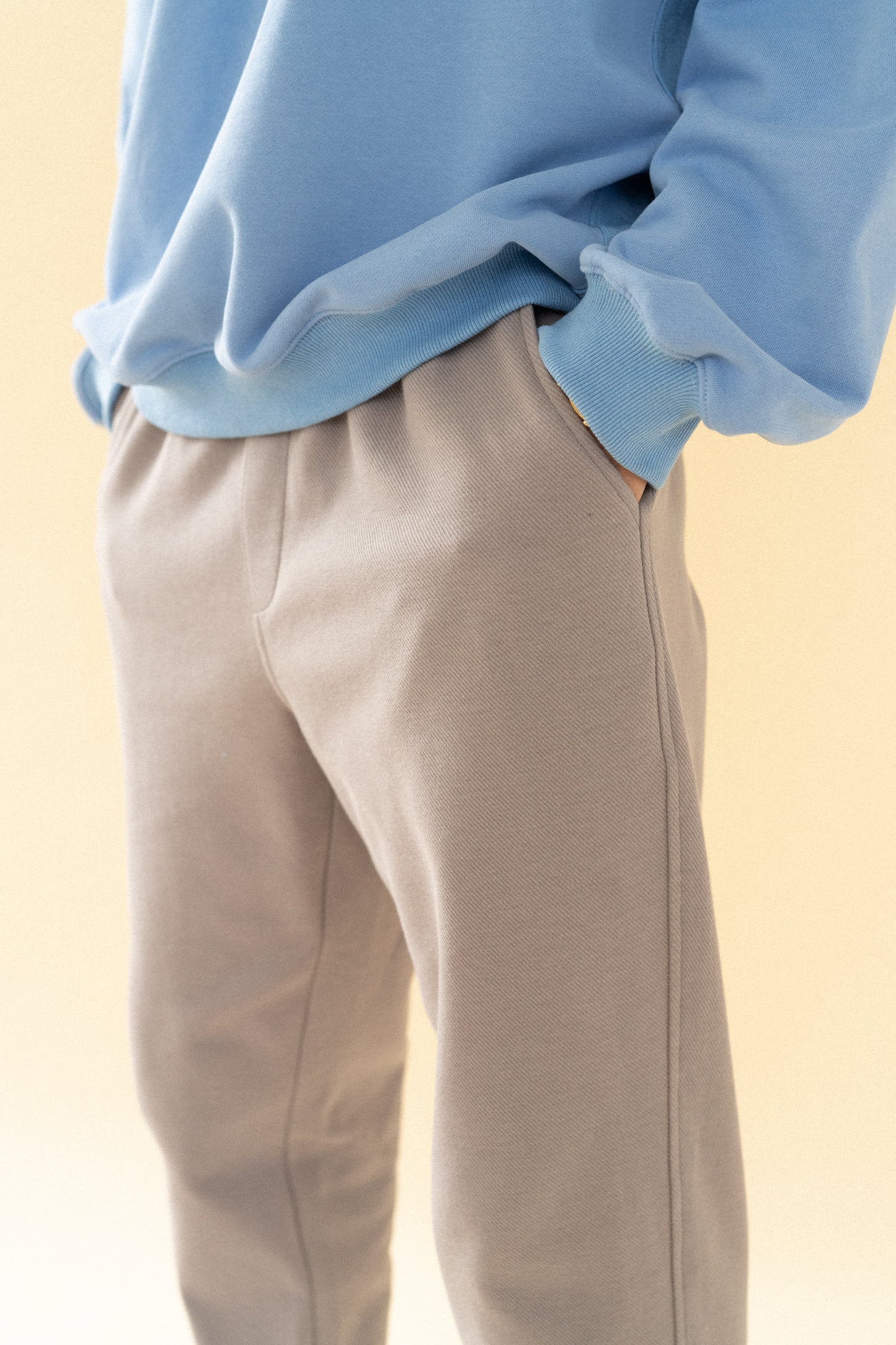 TEXTURED GREY COTTON TROUSERS