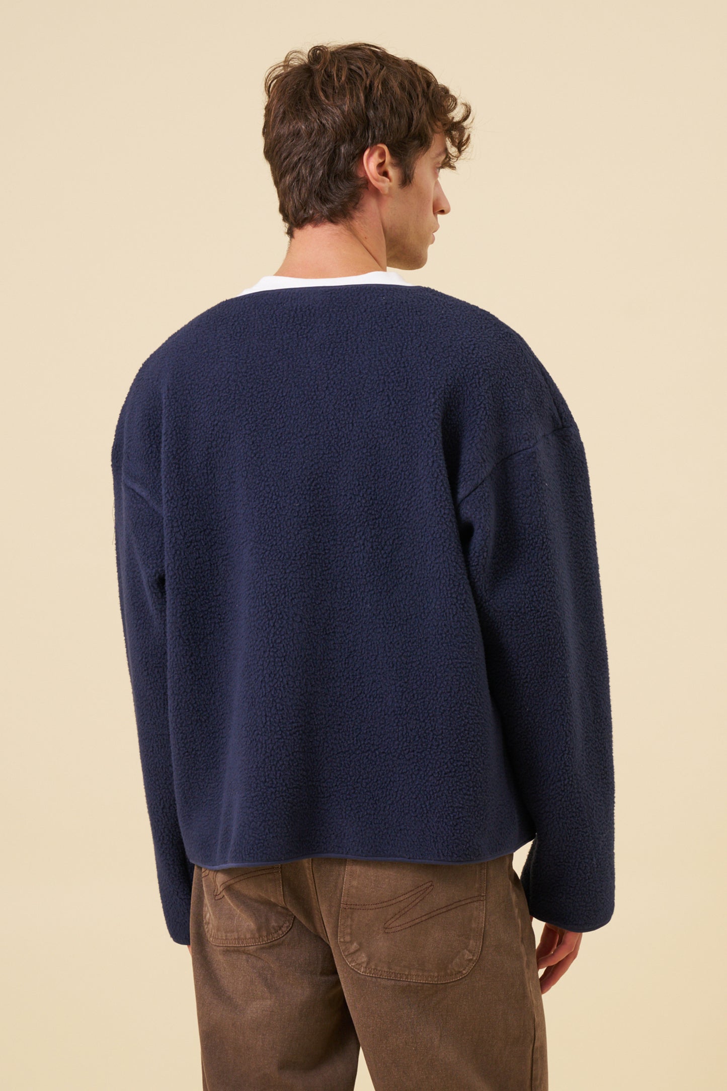 POCKET FLEECE CARDIGAN - NAVY