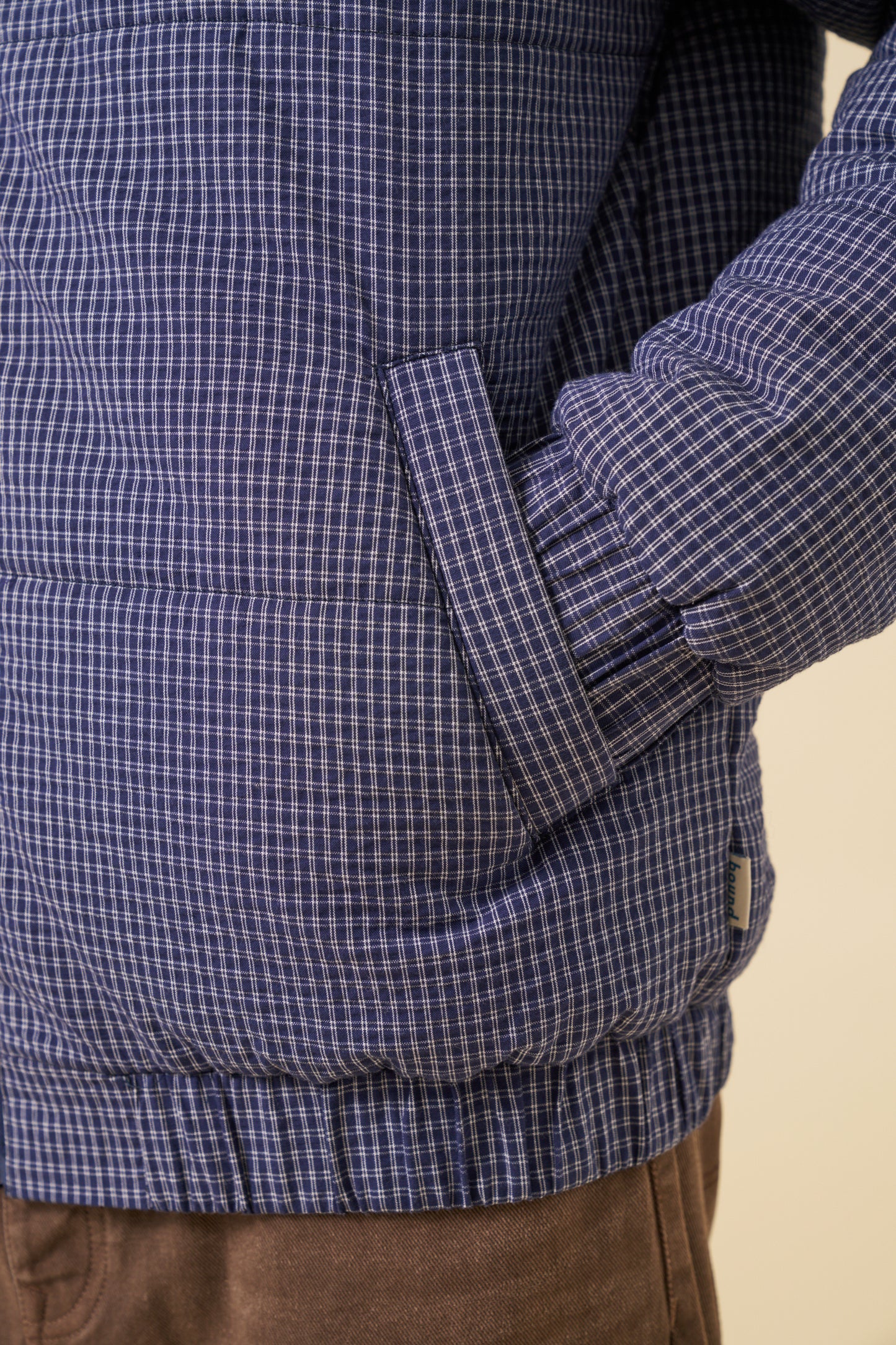 CHECK COTTON PUFFER - NAVY