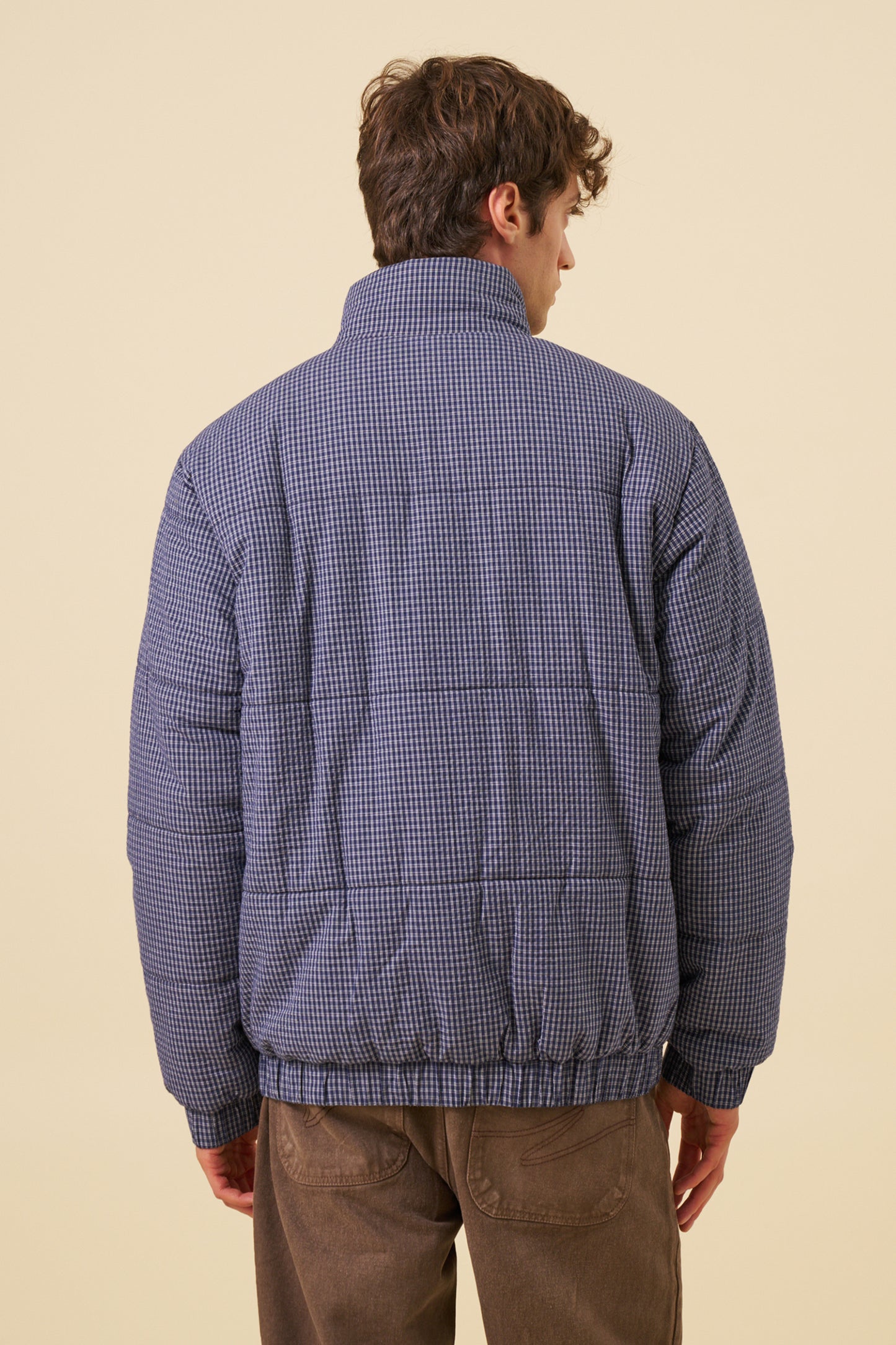 CHECK COTTON PUFFER - NAVY