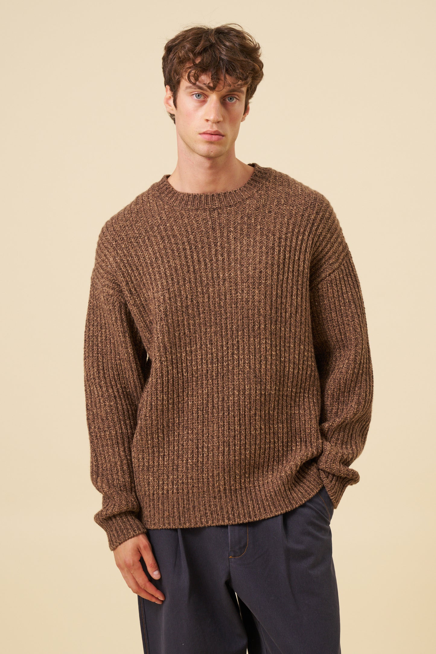 EARTH MARL KNIT SWEATER - BROWN