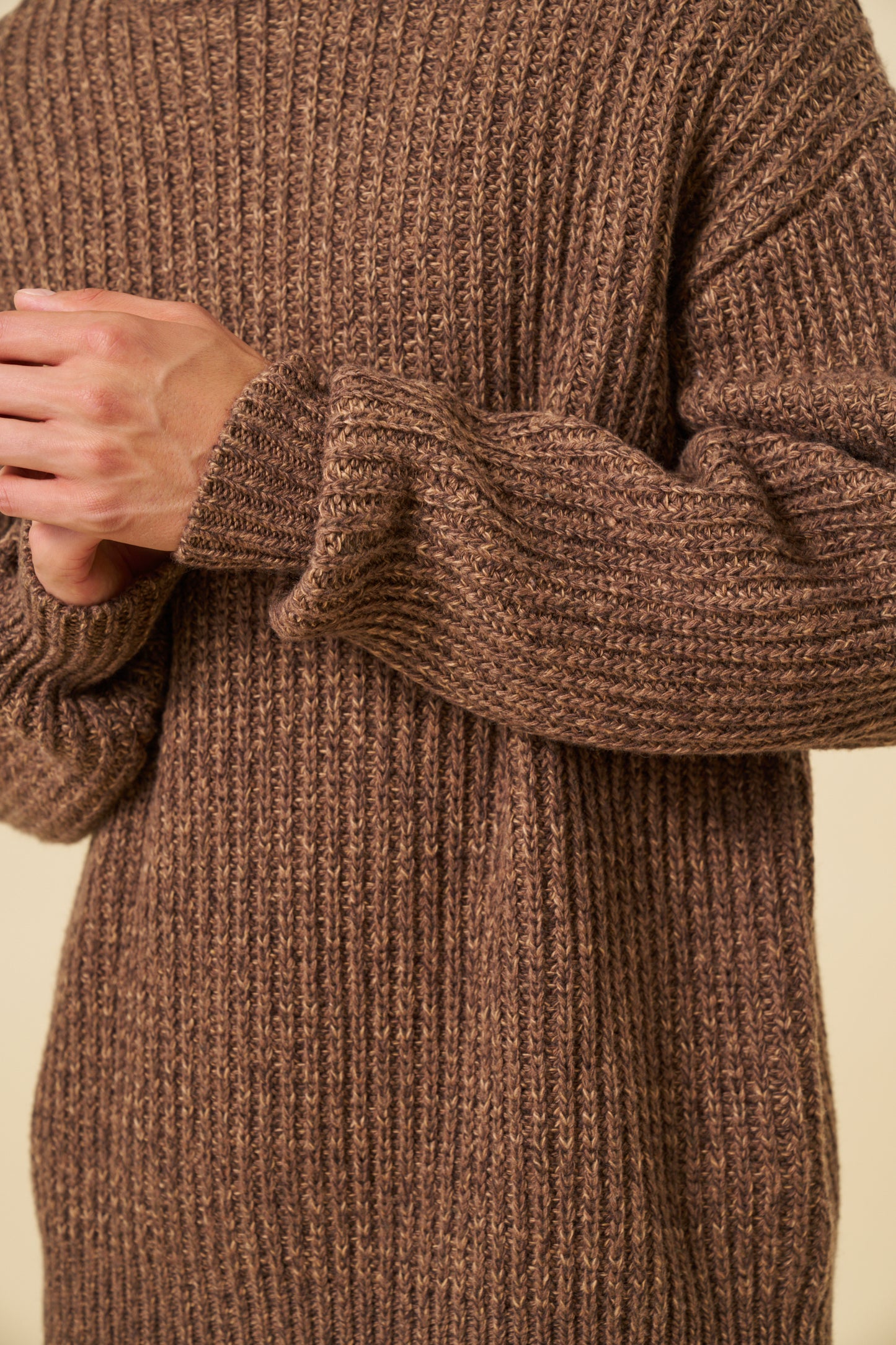 EARTH MARL KNIT SWEATER - BROWN
