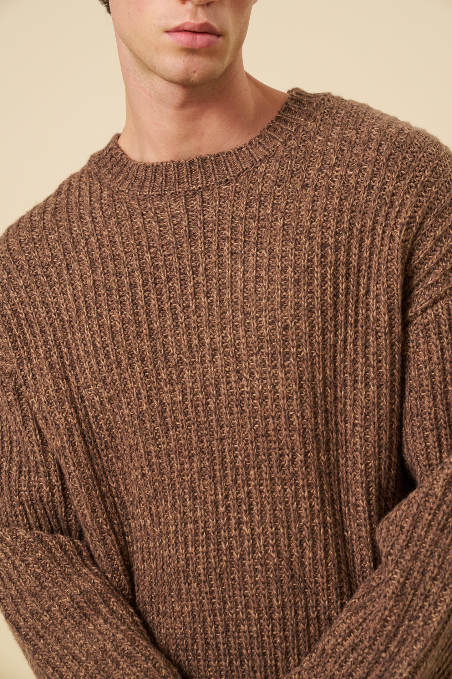 EARTH MARL KNIT SWEATER - BROWN