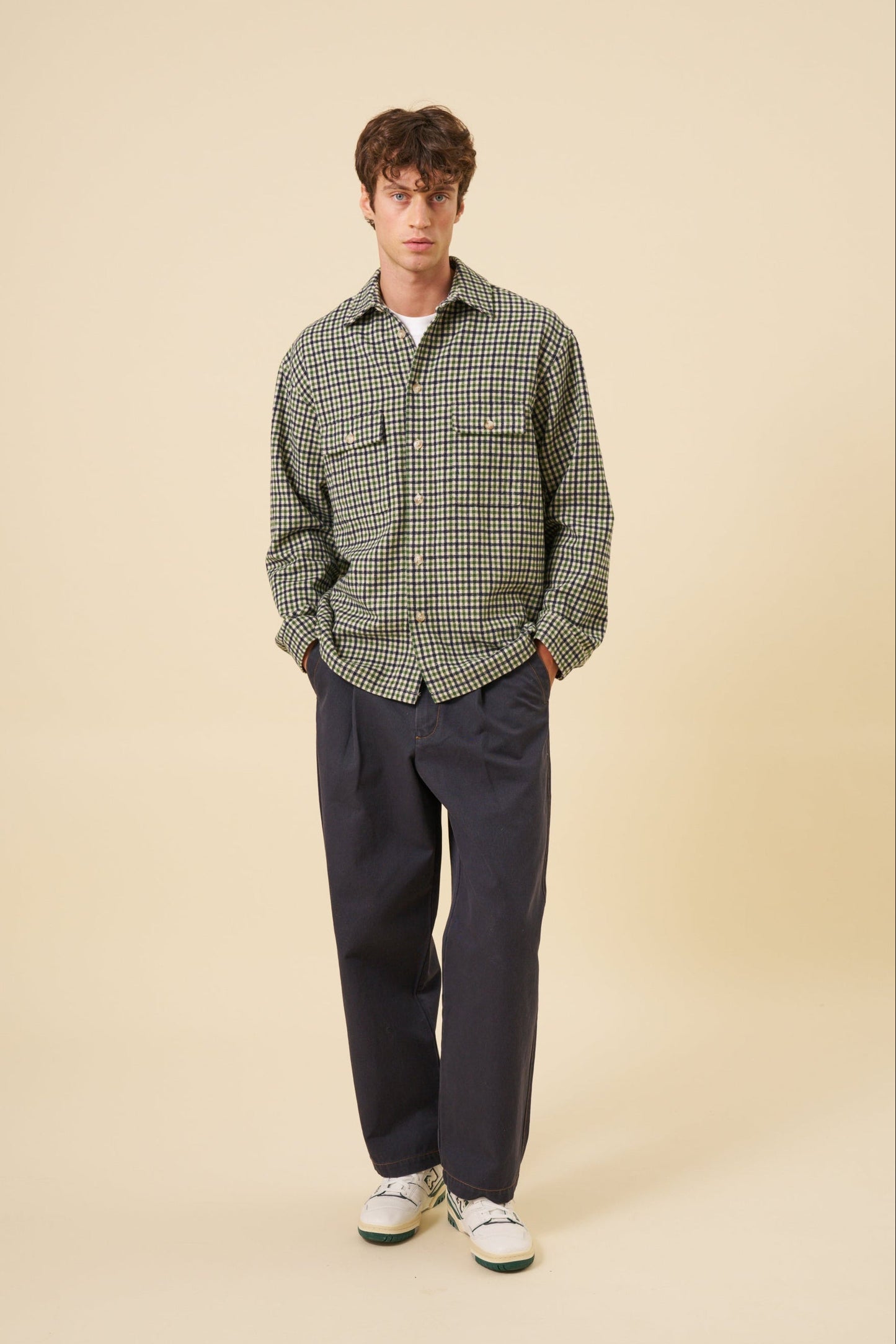 CHECK FLANNEL OVERSHIRT - GREEN