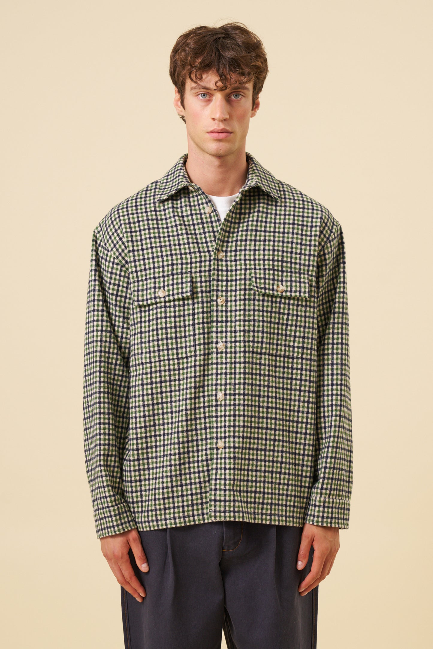 CHECK FLANNEL OVERSHIRT - GREEN