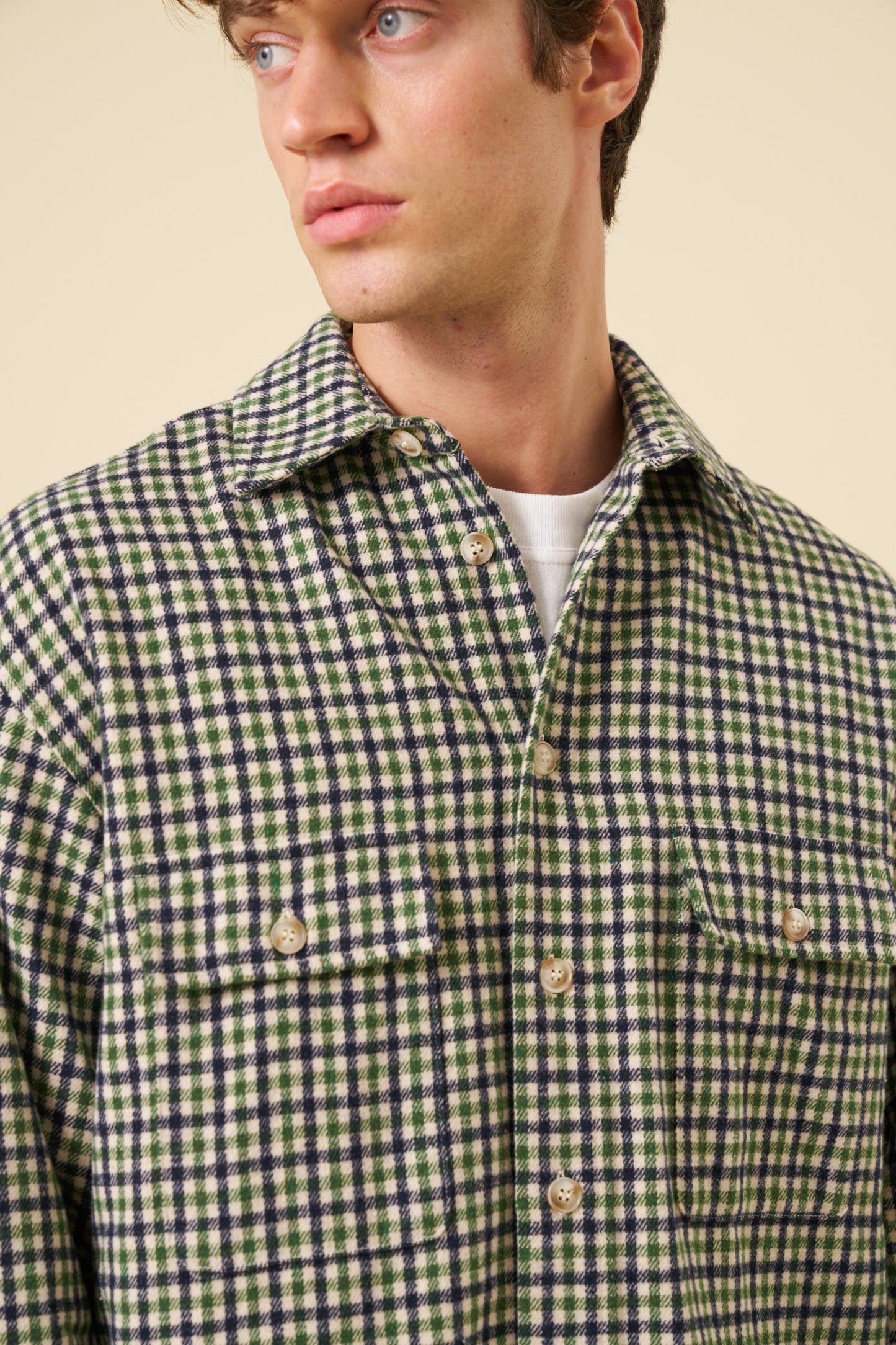CHECK FLANNEL OVERSHIRT - GREEN
