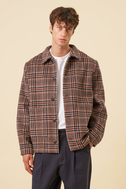 BARTON CHECK WOOL BUTTON JACKET