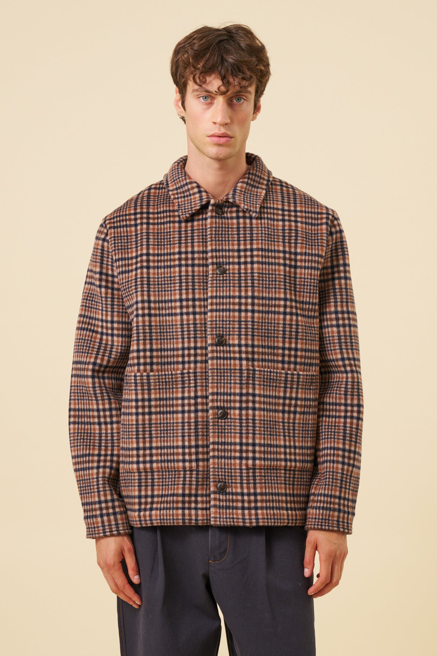 BARTON CHECK WOOL BUTTON JACKET