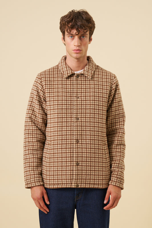 CHECK WOOL QUILTED COACH JACKET