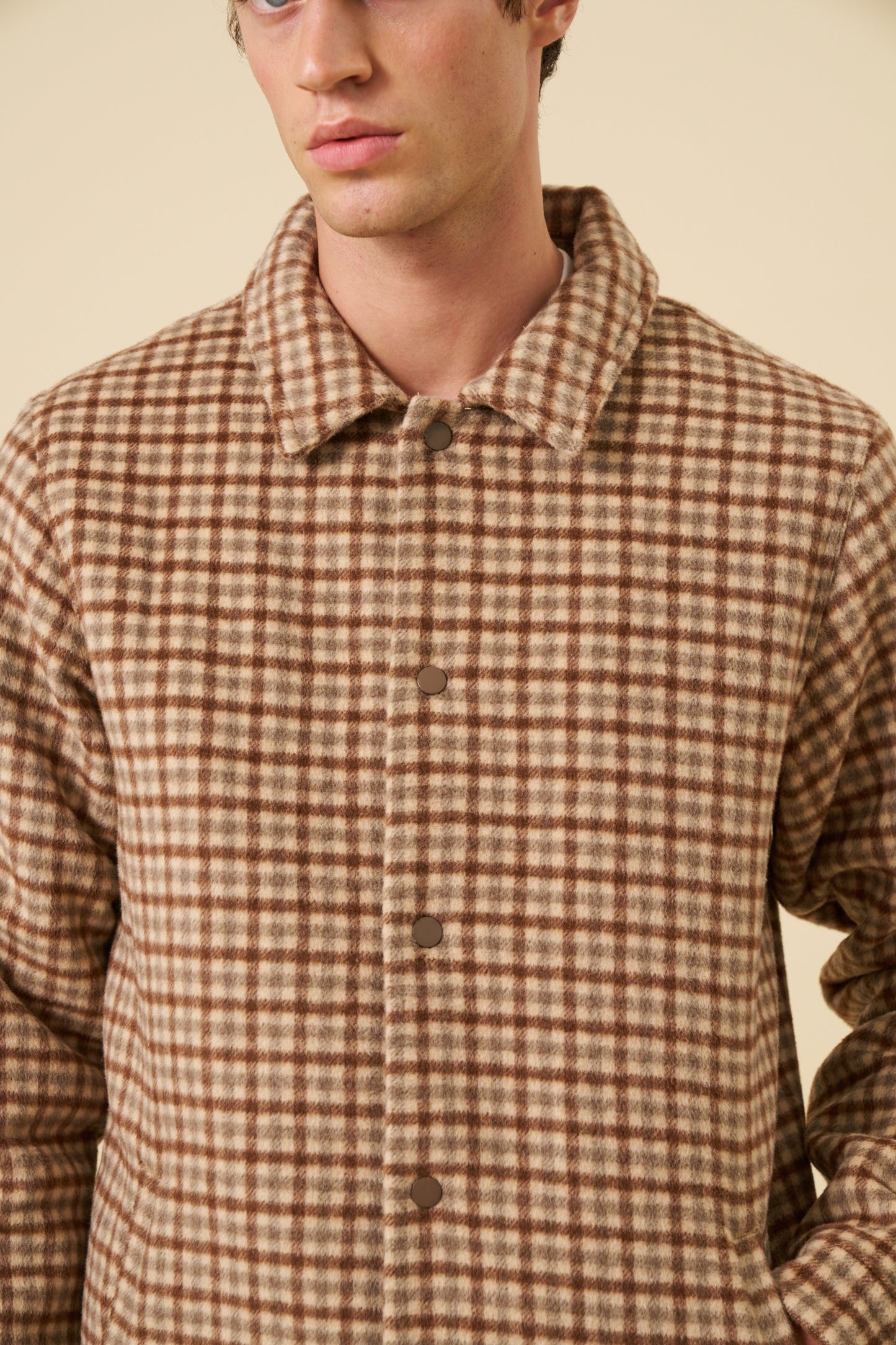 CHECK WOOL QUILTED COACH JACKET