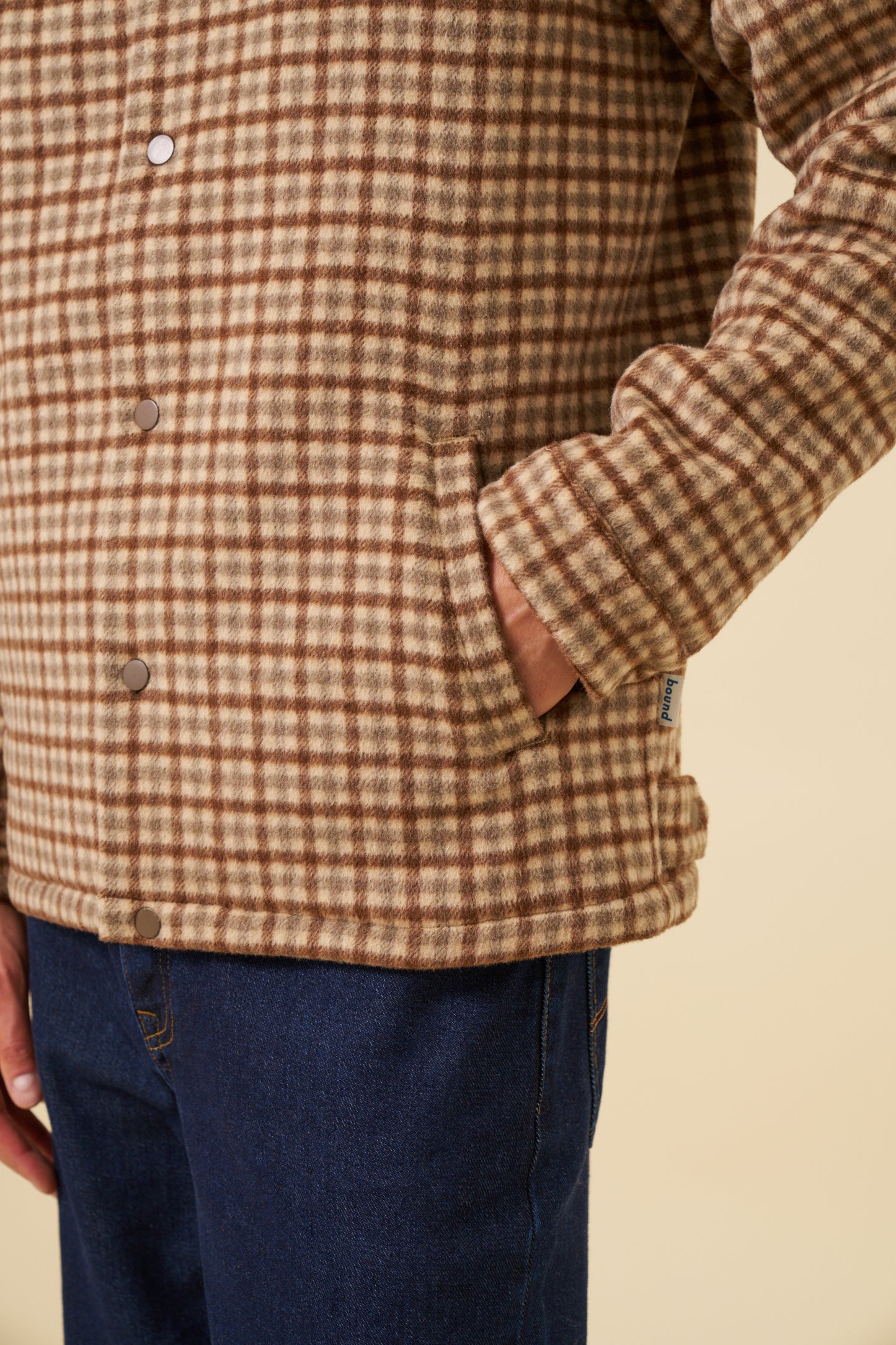 CHECK WOOL QUILTED COACH JACKET