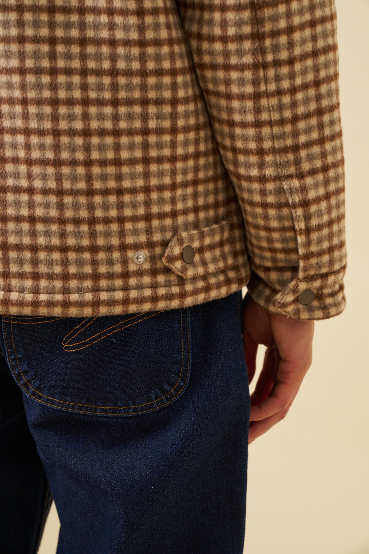 CHECK WOOL QUILTED COACH JACKET