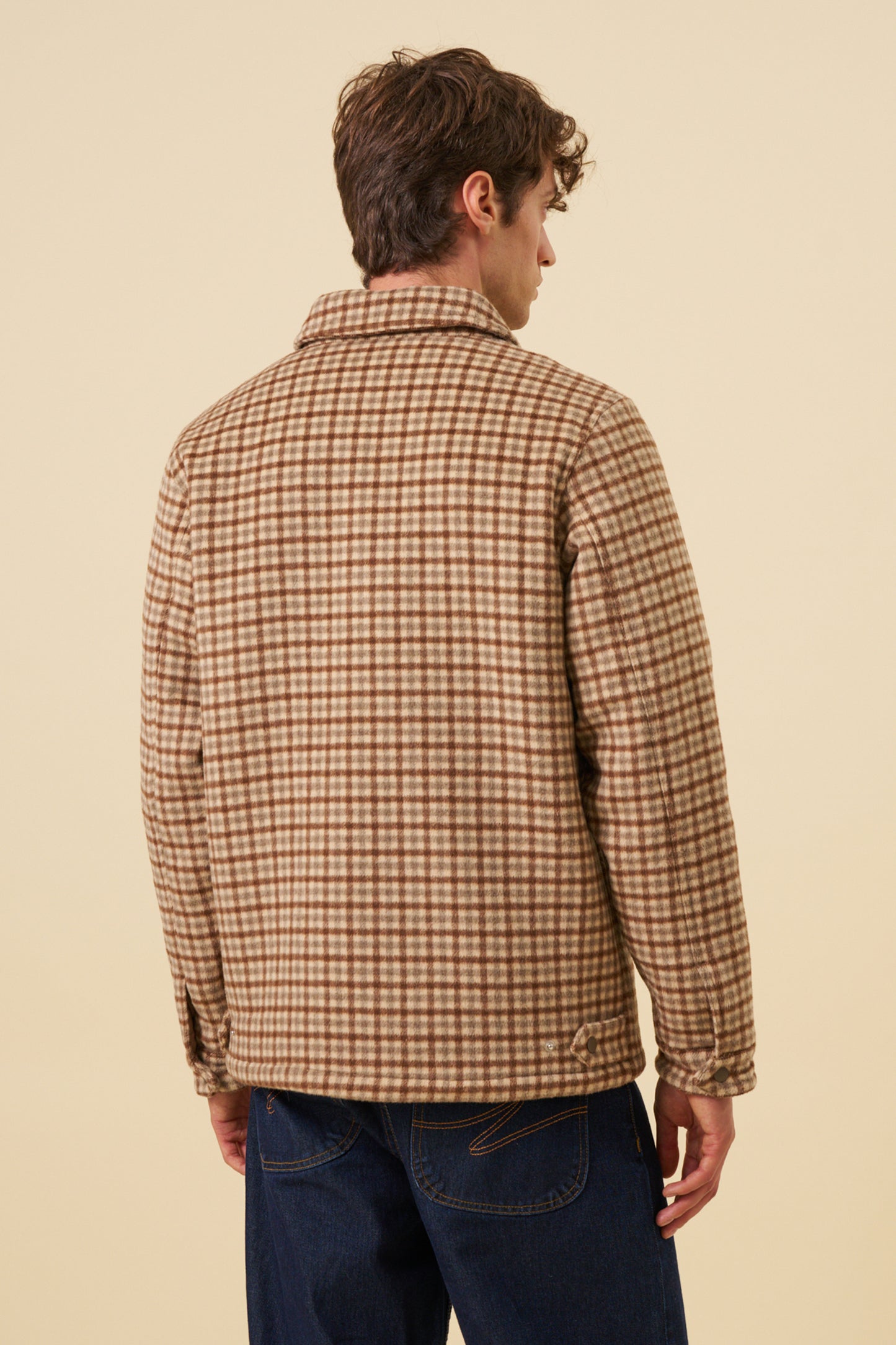 CHECK WOOL QUILTED COACH JACKET