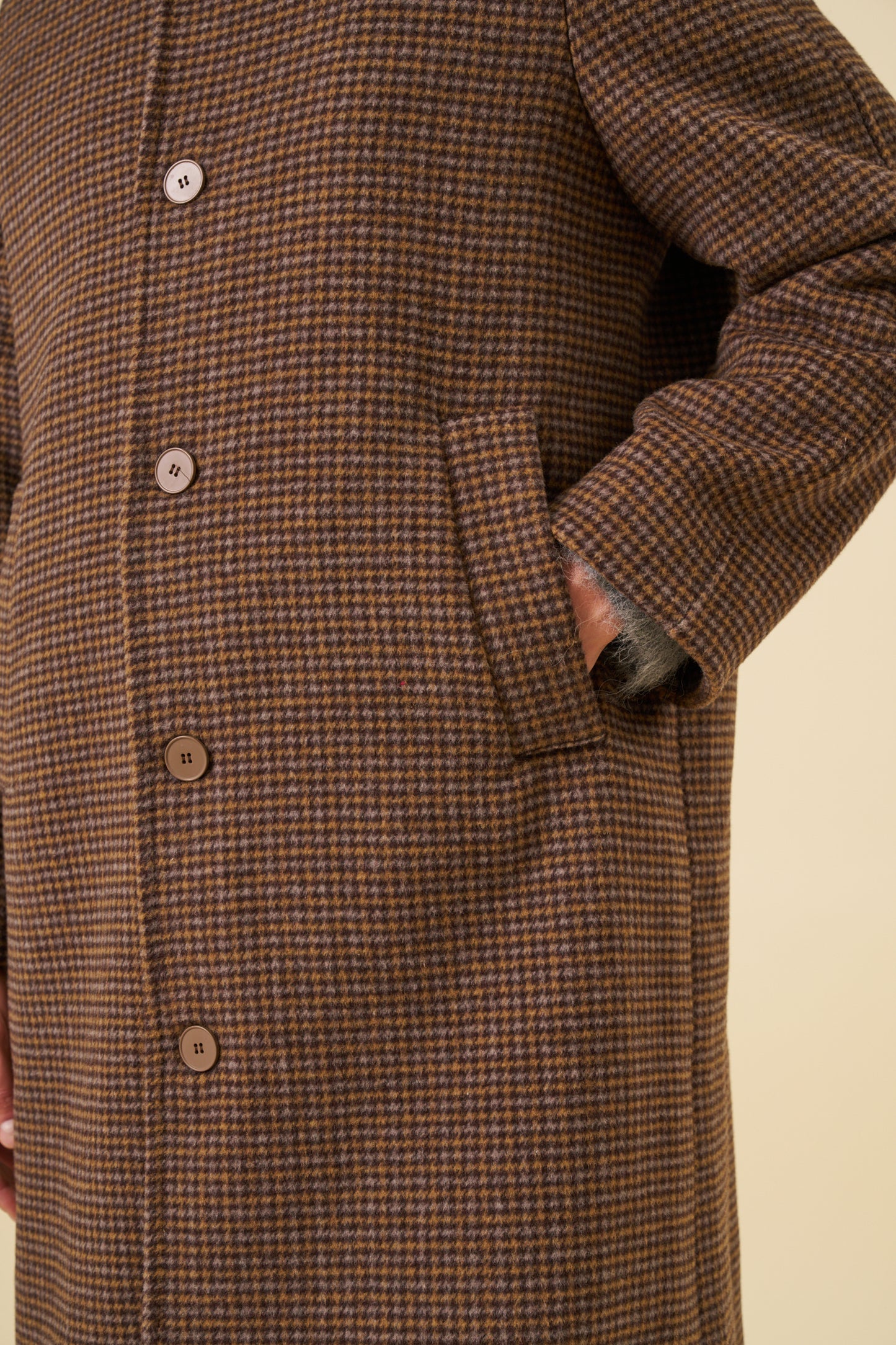 STEWART DOGTOOTH WOOL OVERCOAT