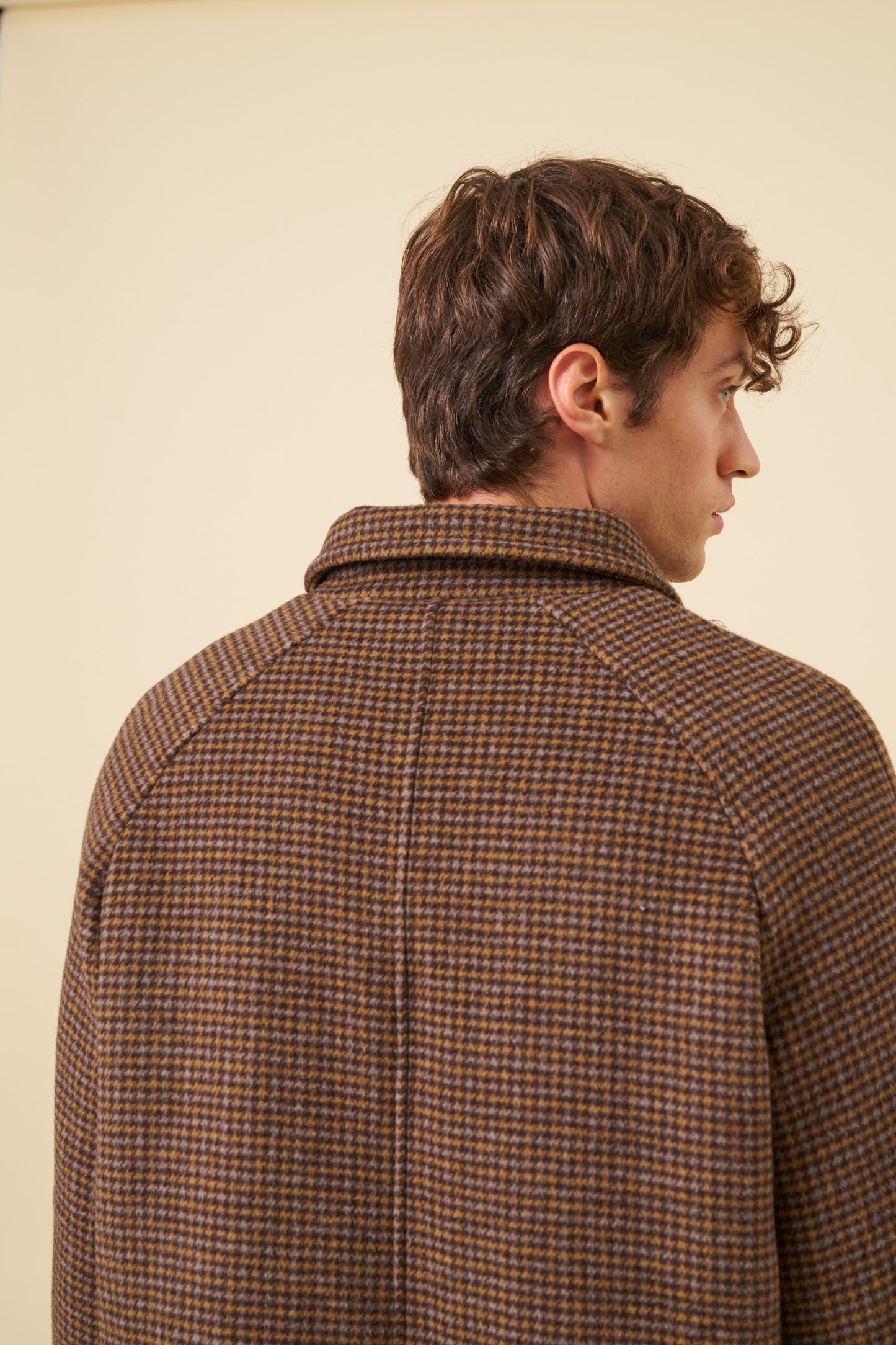 STEWART DOGTOOTH WOOL OVERCOAT