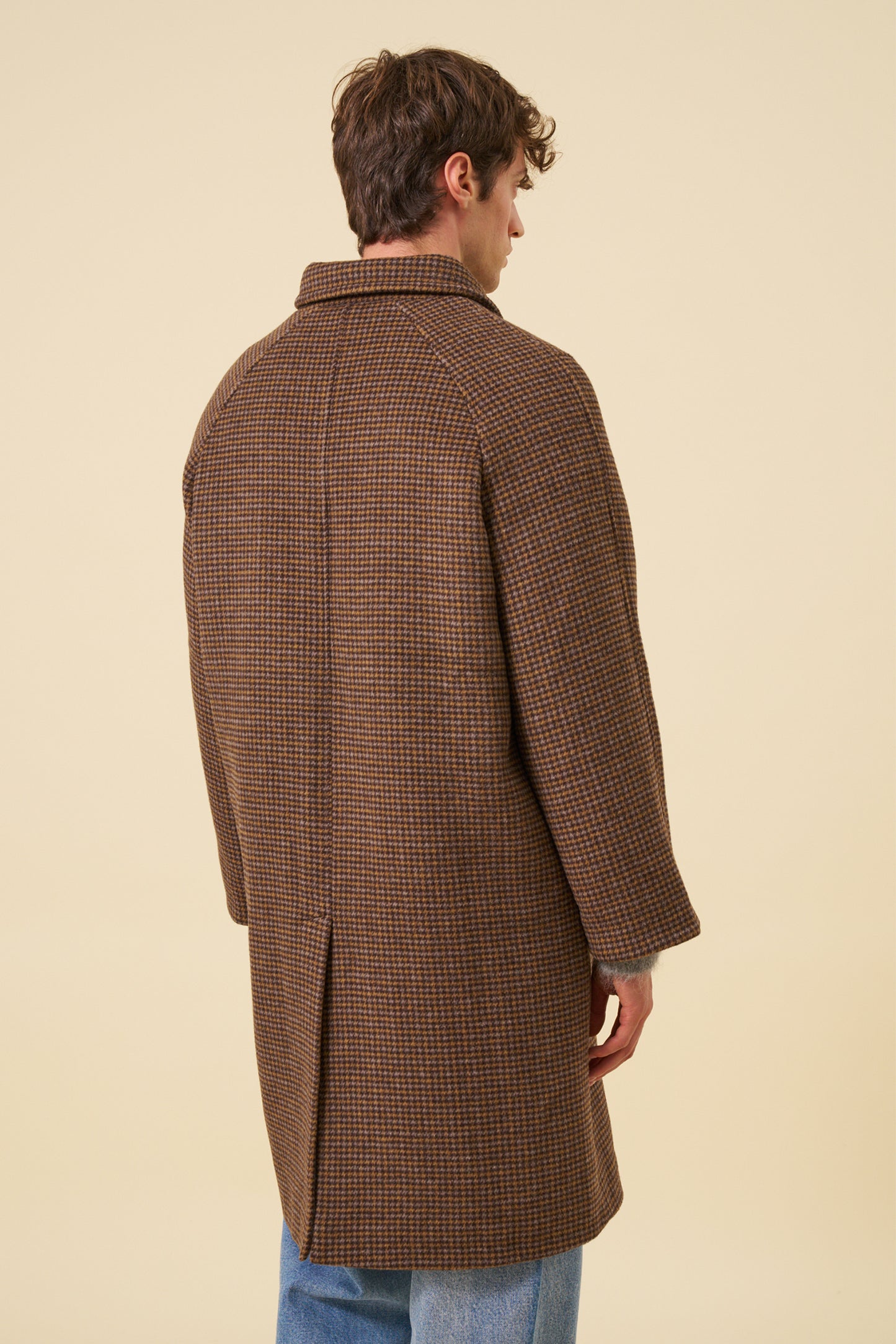 STEWART DOGTOOTH WOOL OVERCOAT