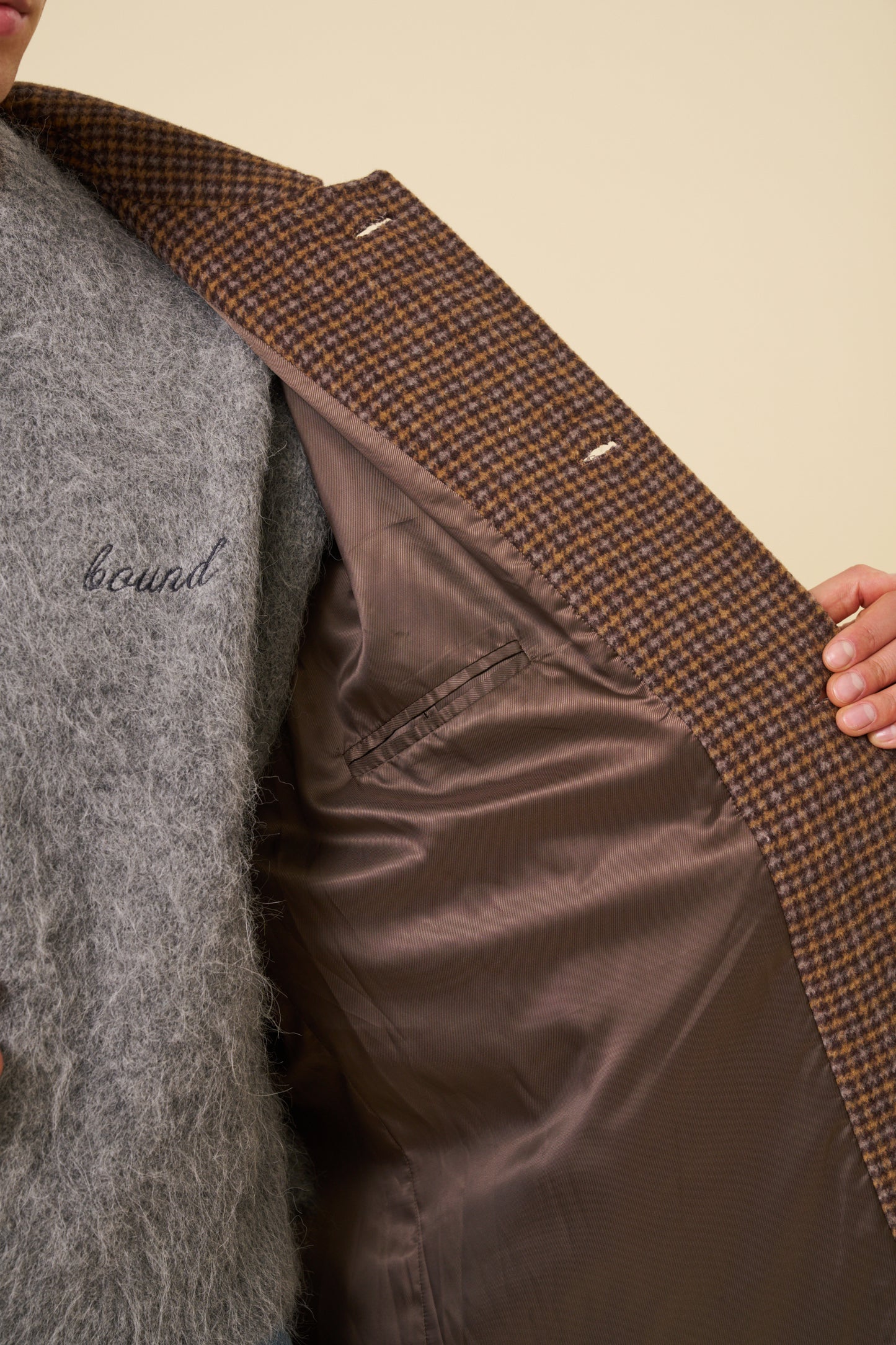 STEWART DOGTOOTH WOOL OVERCOAT