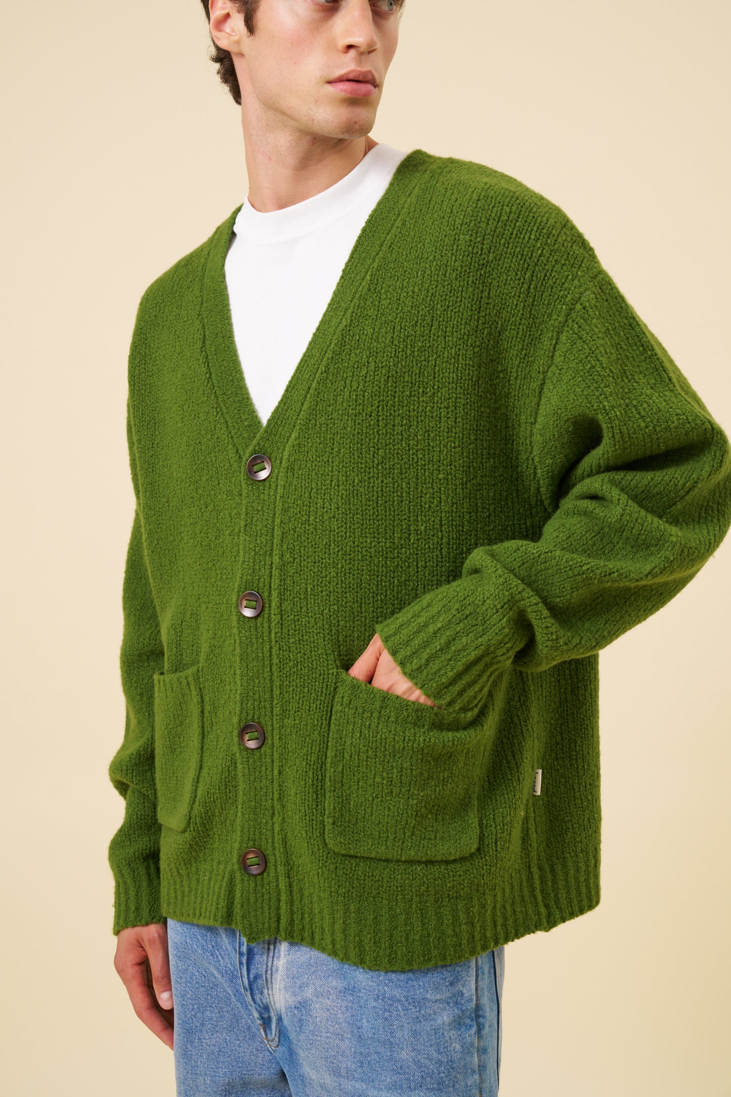 RYE GREEN WOOL CARDIGAN