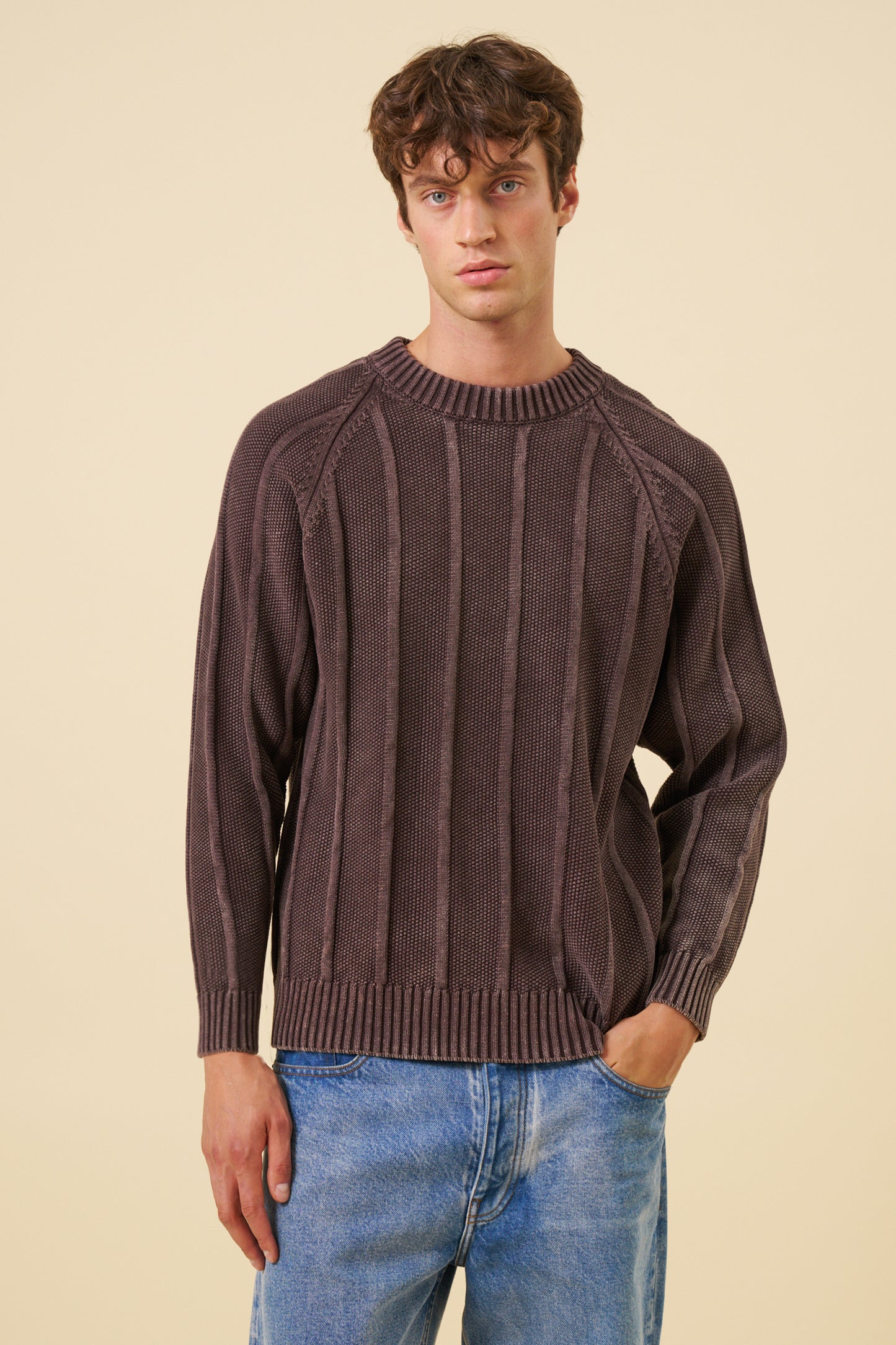 MELVIN WASHED SWEATER - BROWN