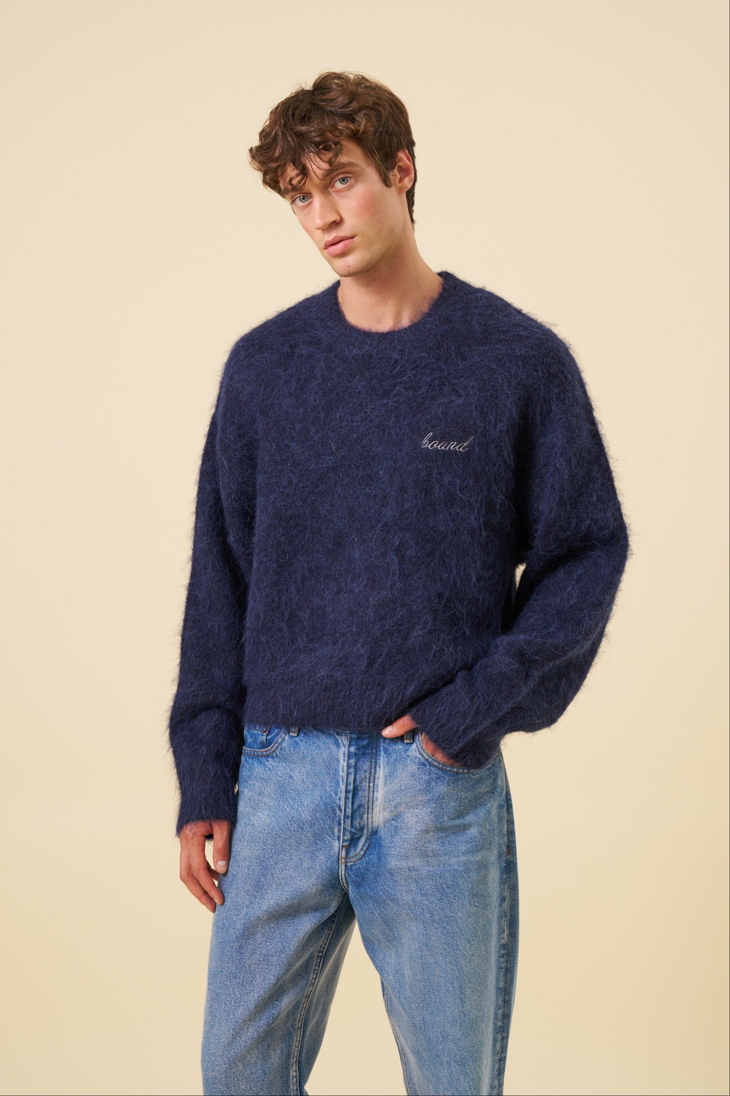 DEXTER CROPPED ALPACA KNIT - NAVY