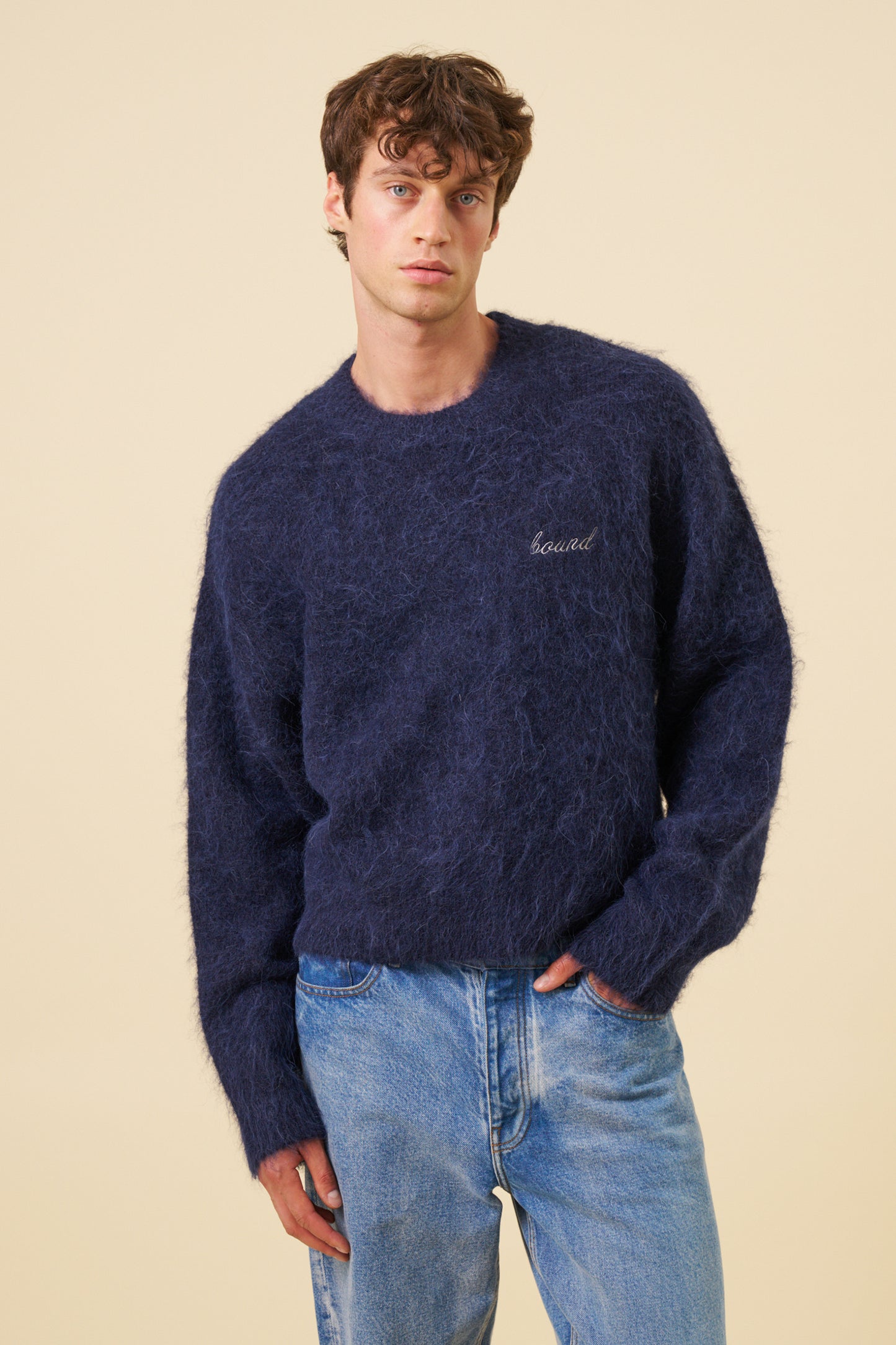 DEXTER CROPPED ALPACA KNIT - NAVY
