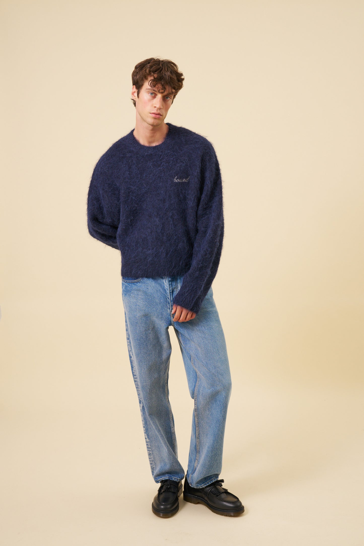 DEXTER CROPPED ALPACA KNIT - NAVY